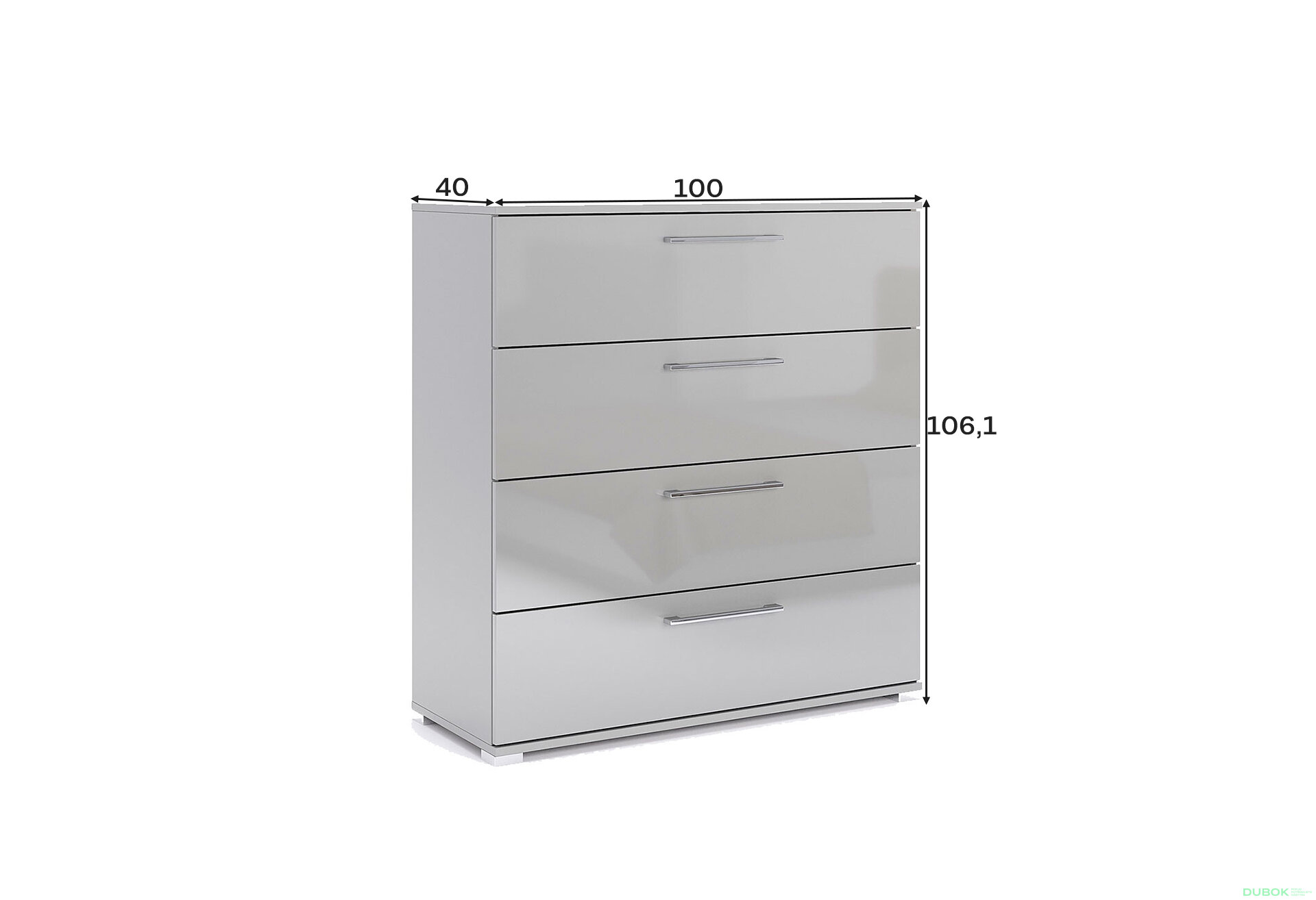 Fotografia 5 - Komoda 4šx sivý lesk Megy