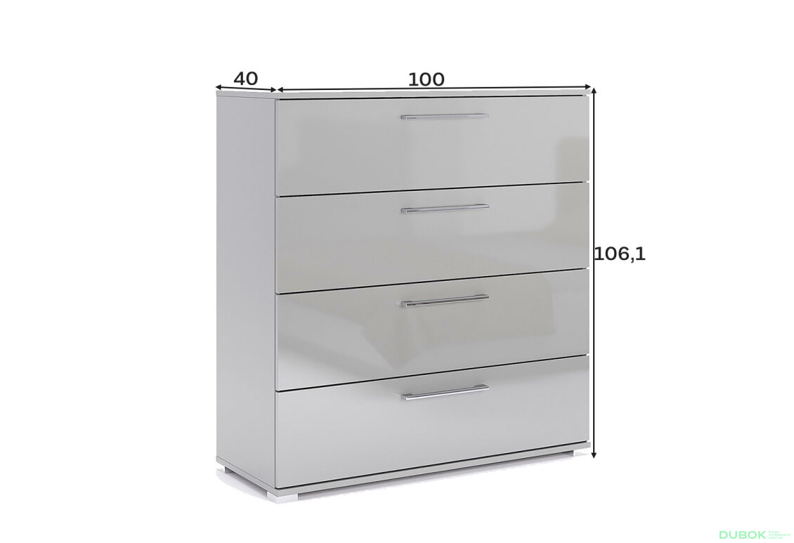 Fotografia 5 - Komoda 4šx sivý lesk Megy