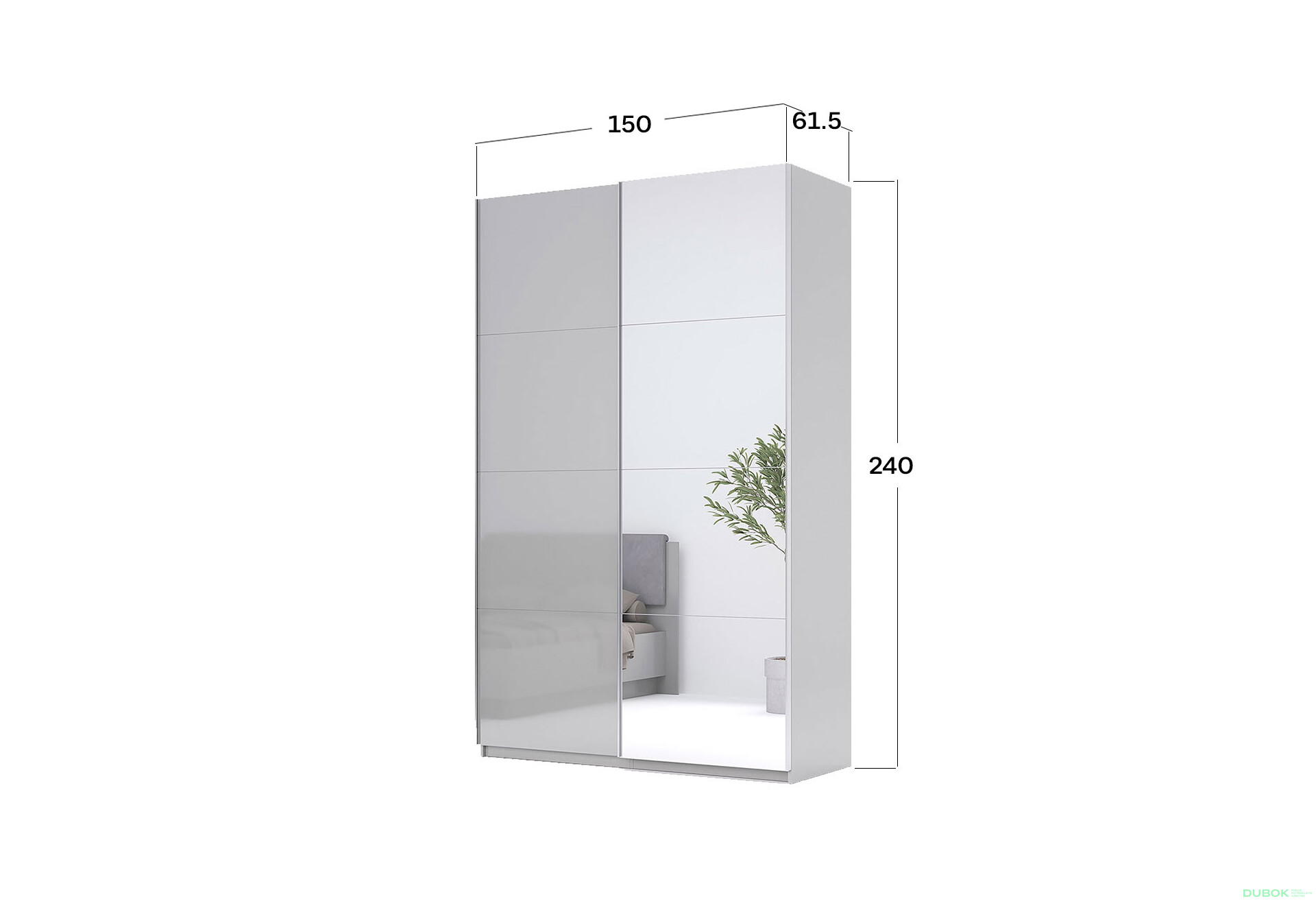 Fotografia 4 - Skriňa s posuvnými dverami 1,5x2,4 m lesklá / zrkadlo Megy