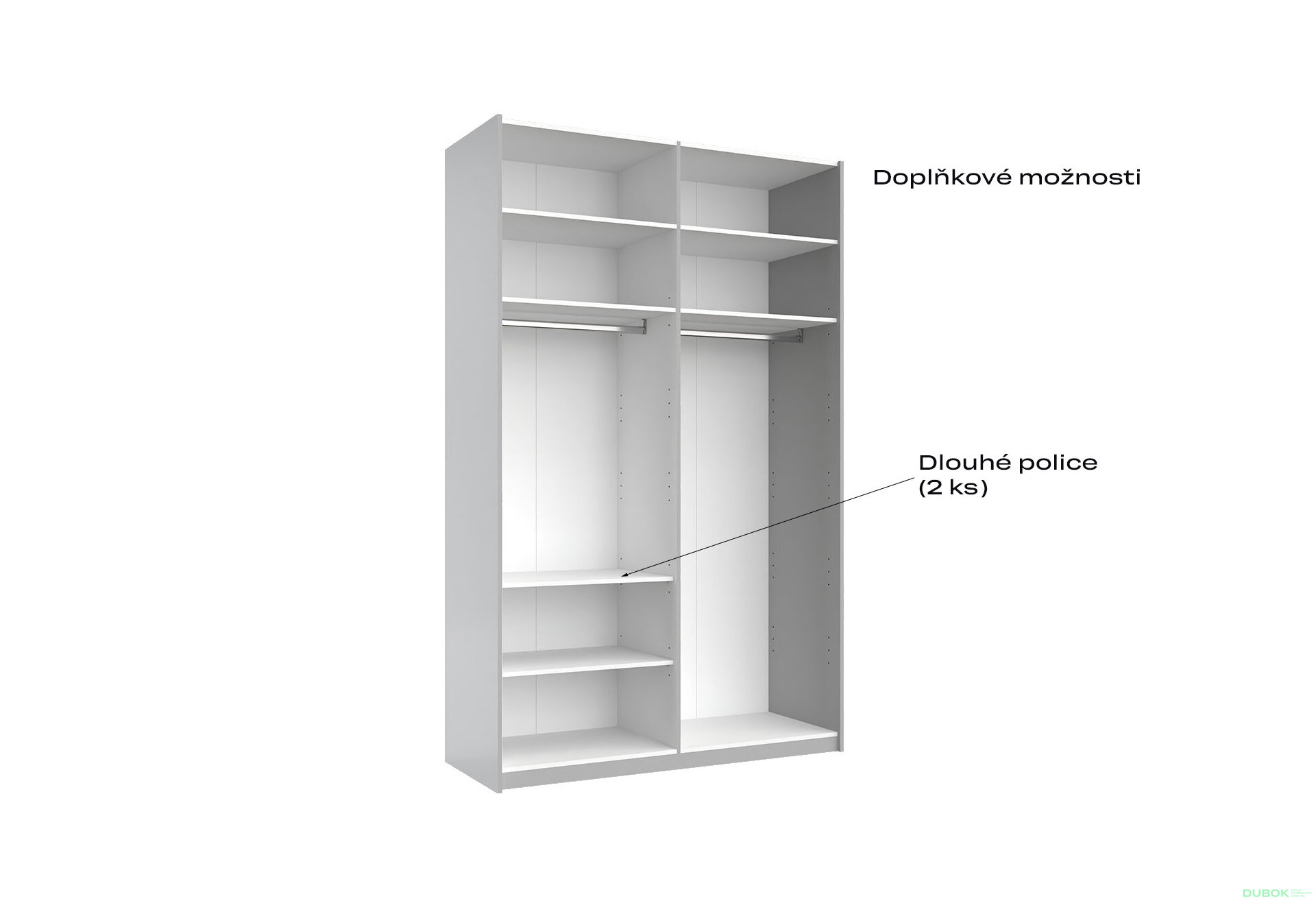 Fotografia 4 - Skriňa s posuvnými dverami 1,5x2,4 m lesklá / zrkadlo Megy
