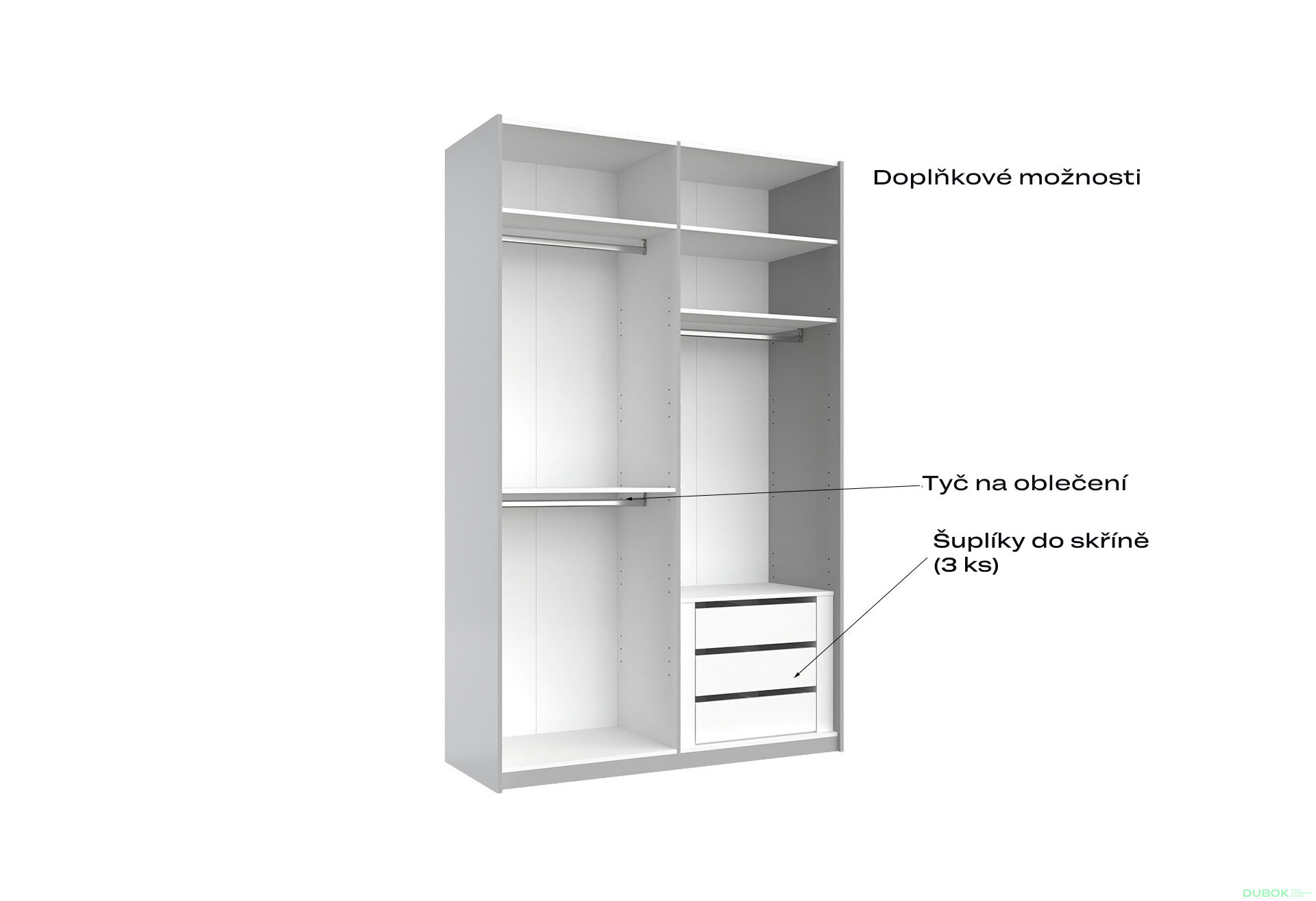 Fotografia 5 - Skriňa s posuvnými dverami 1,5x2,4 m lesklá / zrkadlo Megy