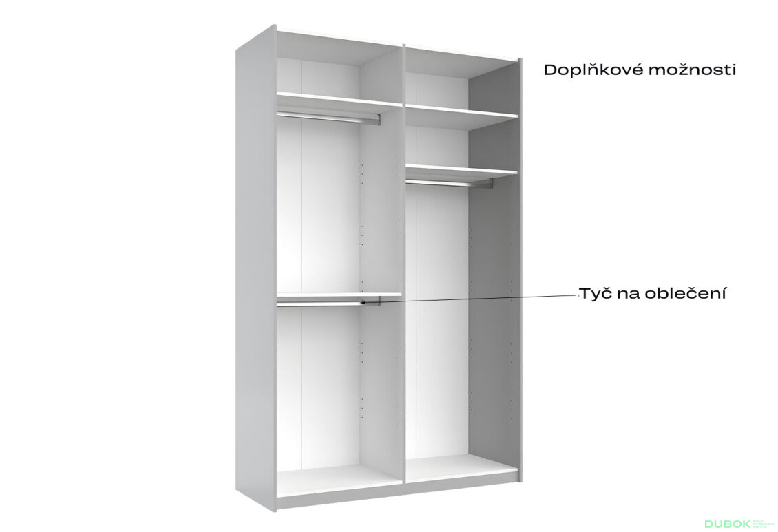 Fotografia 6 - Skriňa s posuvnými dverami 1,5x2,4 m lesklá / zrkadlo Megy