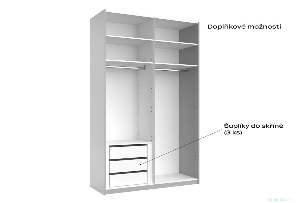 Fotografia 7 - Skriňa s posuvnými dverami 1,5x2,4 m lesklá / zrkadlo Megy