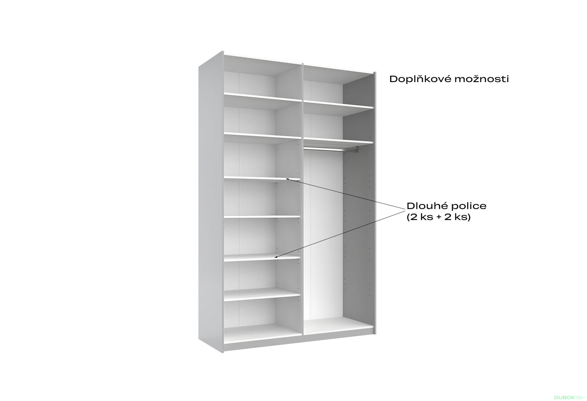 Fotografia 8 - Skriňa s posuvnými dverami 1,5x2,4 m lesklá / zrkadlo Megy