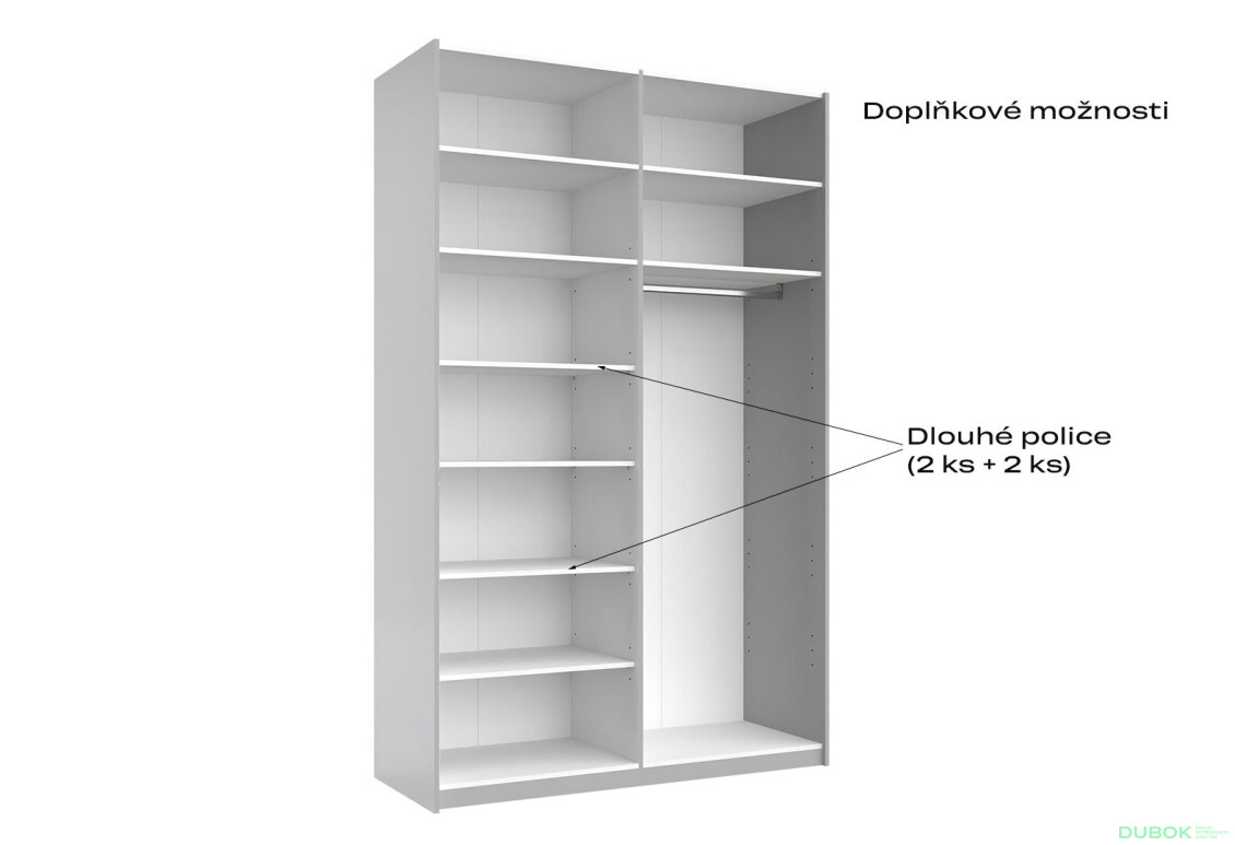 Fotografia 8 - Skriňa s posuvnými dverami 1,5x2,4 m lesklá / zrkadlo Megy