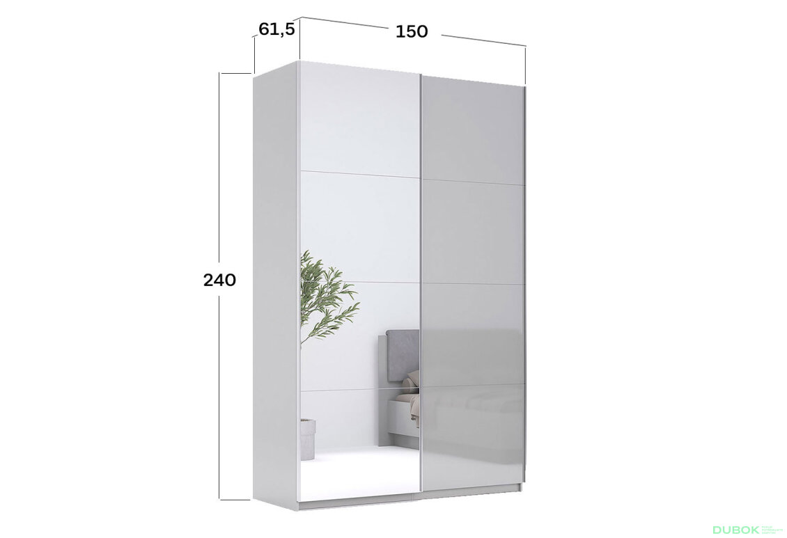 Fotografia 10 - Skriňa s posuvnými dverami 1,5x2,4 m lesklá / zrkadlo Megy