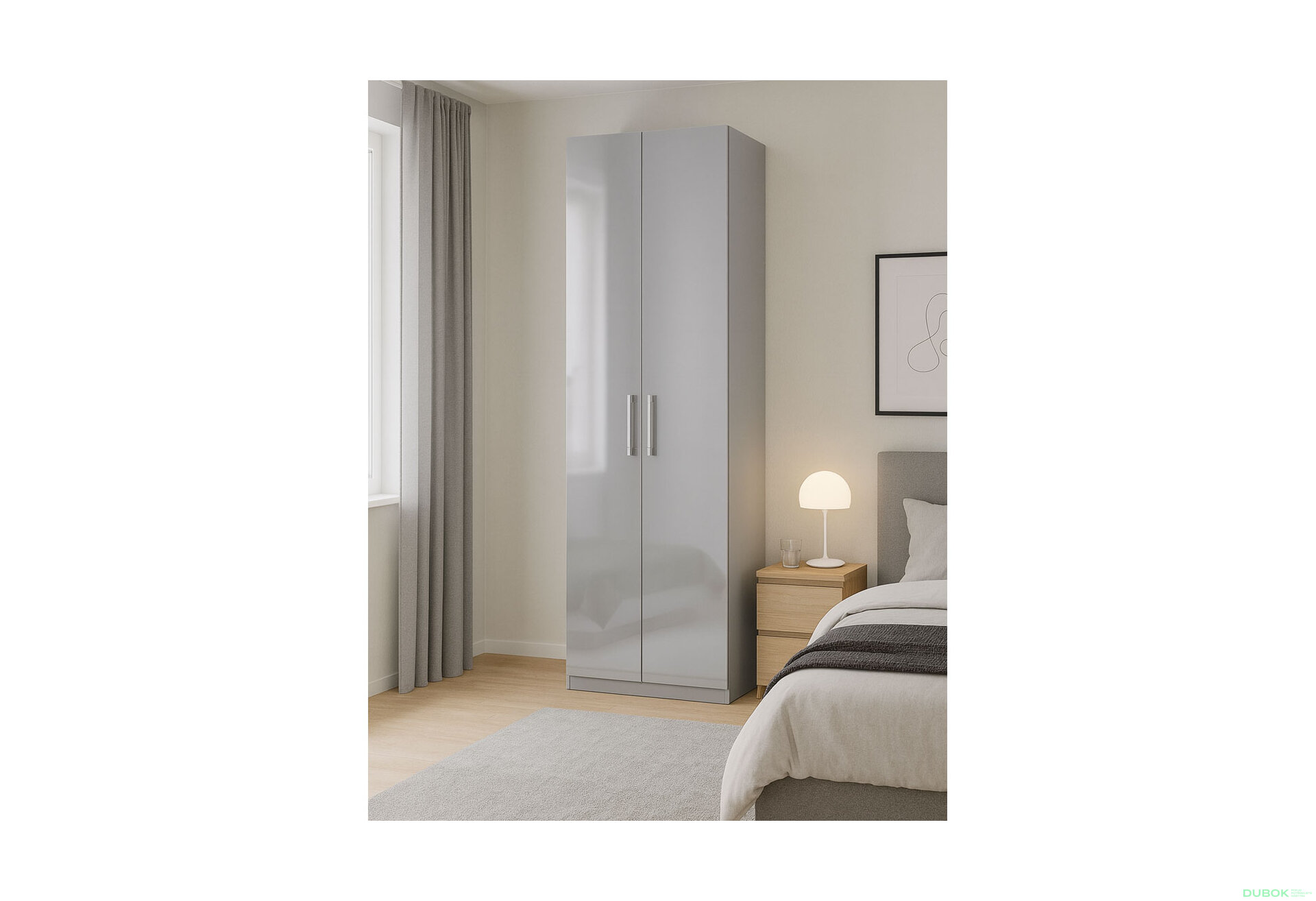 Fotografia 7 - Skriňa 2dv bez zrkadiel, séria N sivý lesk Megy