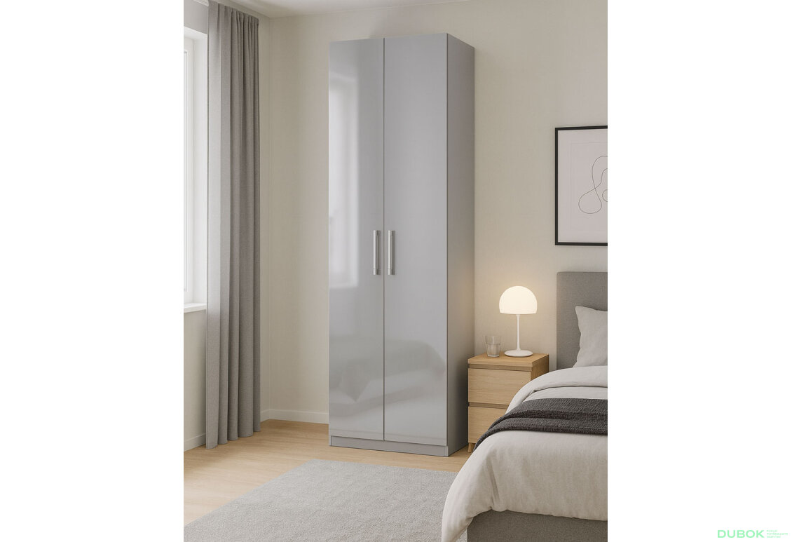 Fotografia 7 - Skriňa 2dv bez zrkadiel, séria N sivý lesk Megy