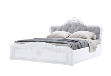 Posteľ 160 Lux výklopná s roštom + koruna, biela Luiza