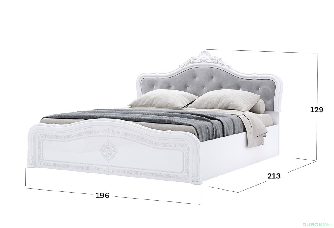 Posteľ 160 Lux výklopná s roštom + koruna, biela Luiza - Fotografia 3 Fotografia 3 - Posteľ 160 Lux výklopná s roštom + koruna, biela Luiza