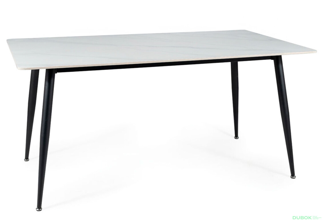 Fotografia 5 - Stôl Rion 160x90 mramorový efekt, biely / čierny mat