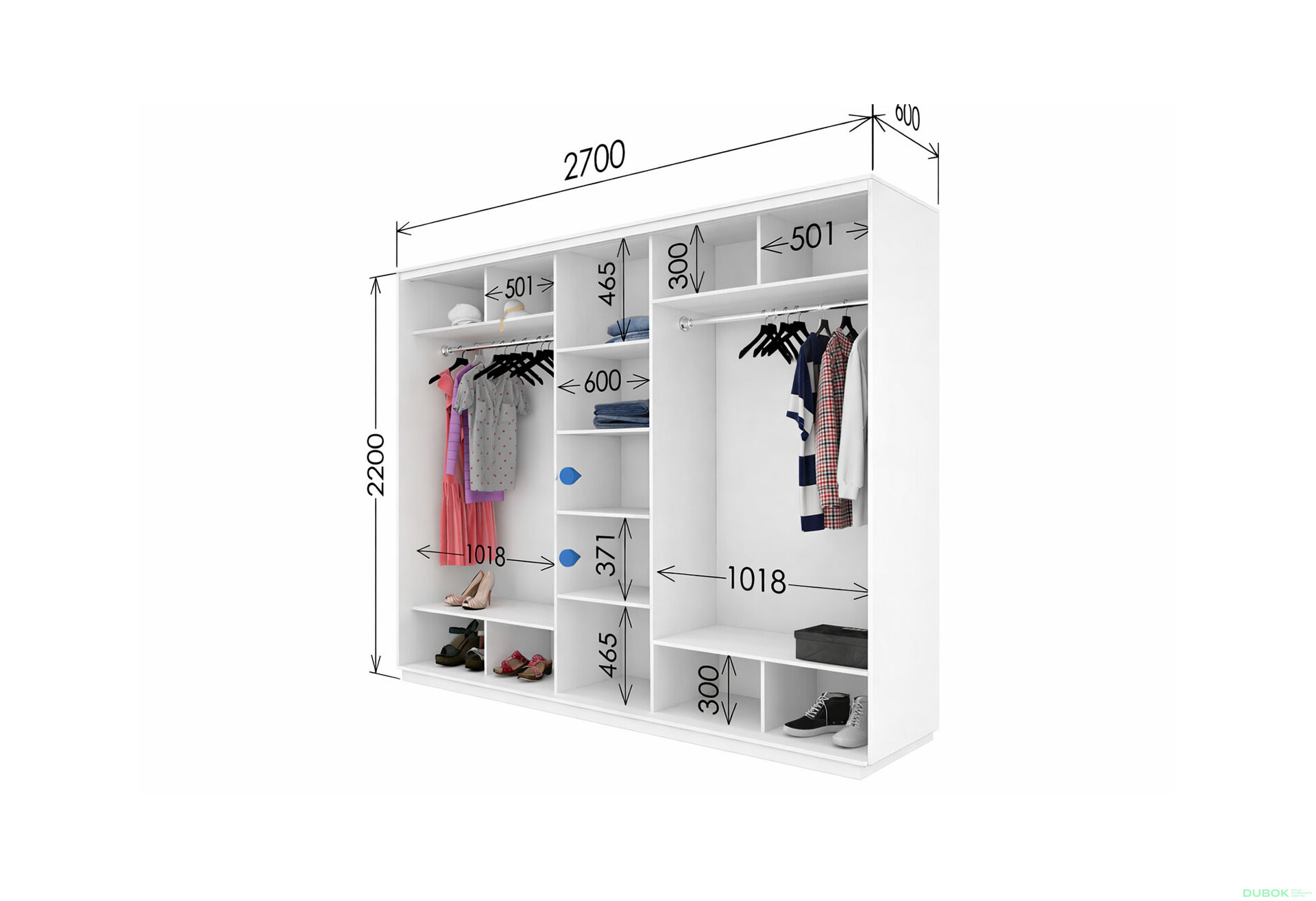 Fotografia 3 - Skriňa s posuvnými dverami 2200x2700x600 3DTD nymphaea alba, profil strieborný