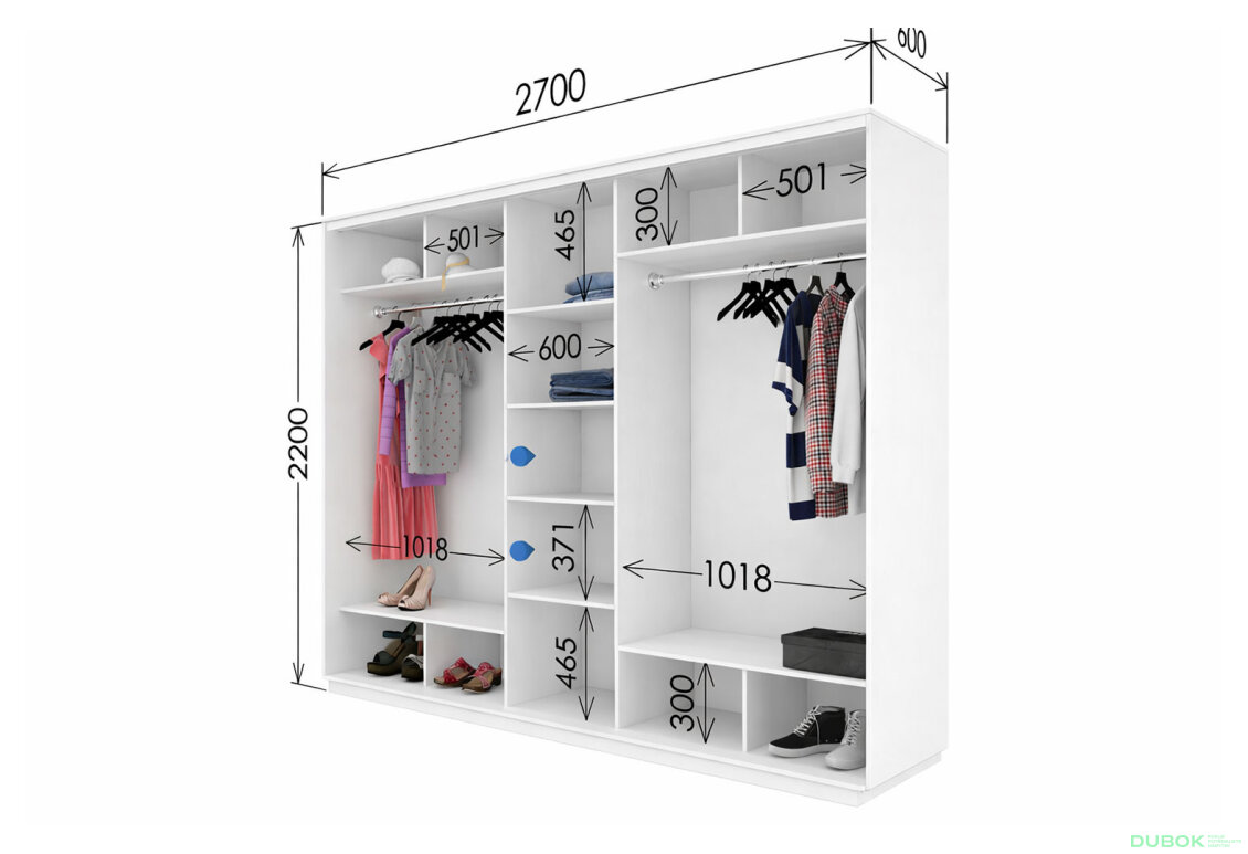 Fotografia 3 - Skriňa s posuvnými dverami 2200x2700x600 3DTD nymphaea alba, profil strieborný