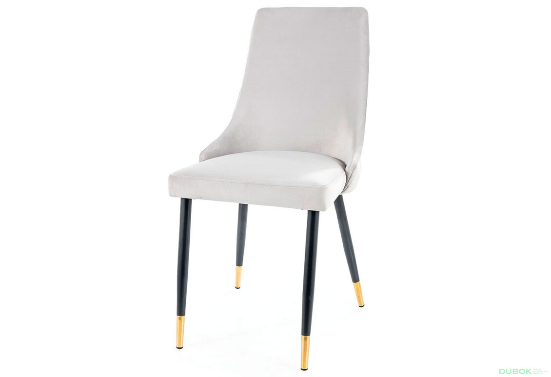 Stolička Piano Velvet svetlo šedý Bluvel 03, kov čierny/zlatý