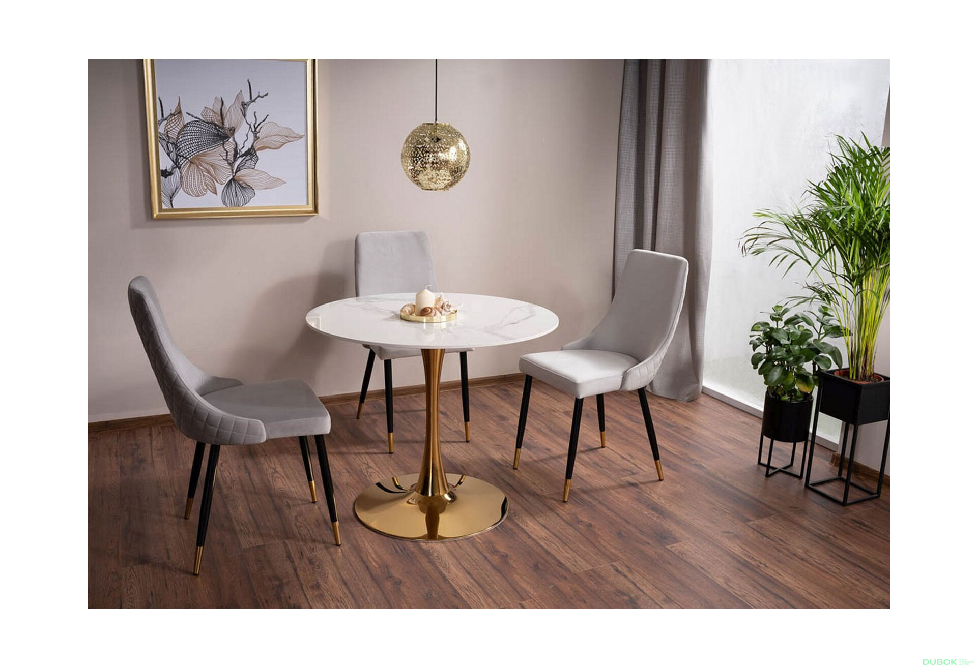 Fotografia 9 - Stolička Piano Velvet svetlo šedý Bluvel 03, kov čierny/zlatý