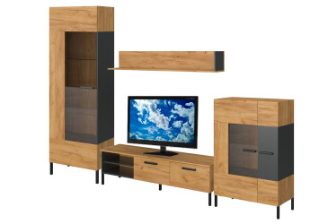 Obývacia zostava 3.1 m dub craft zlatý / antracit Santes