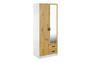 Skriňa Kami so zrkadlom 2D2S biela / dub artisan
