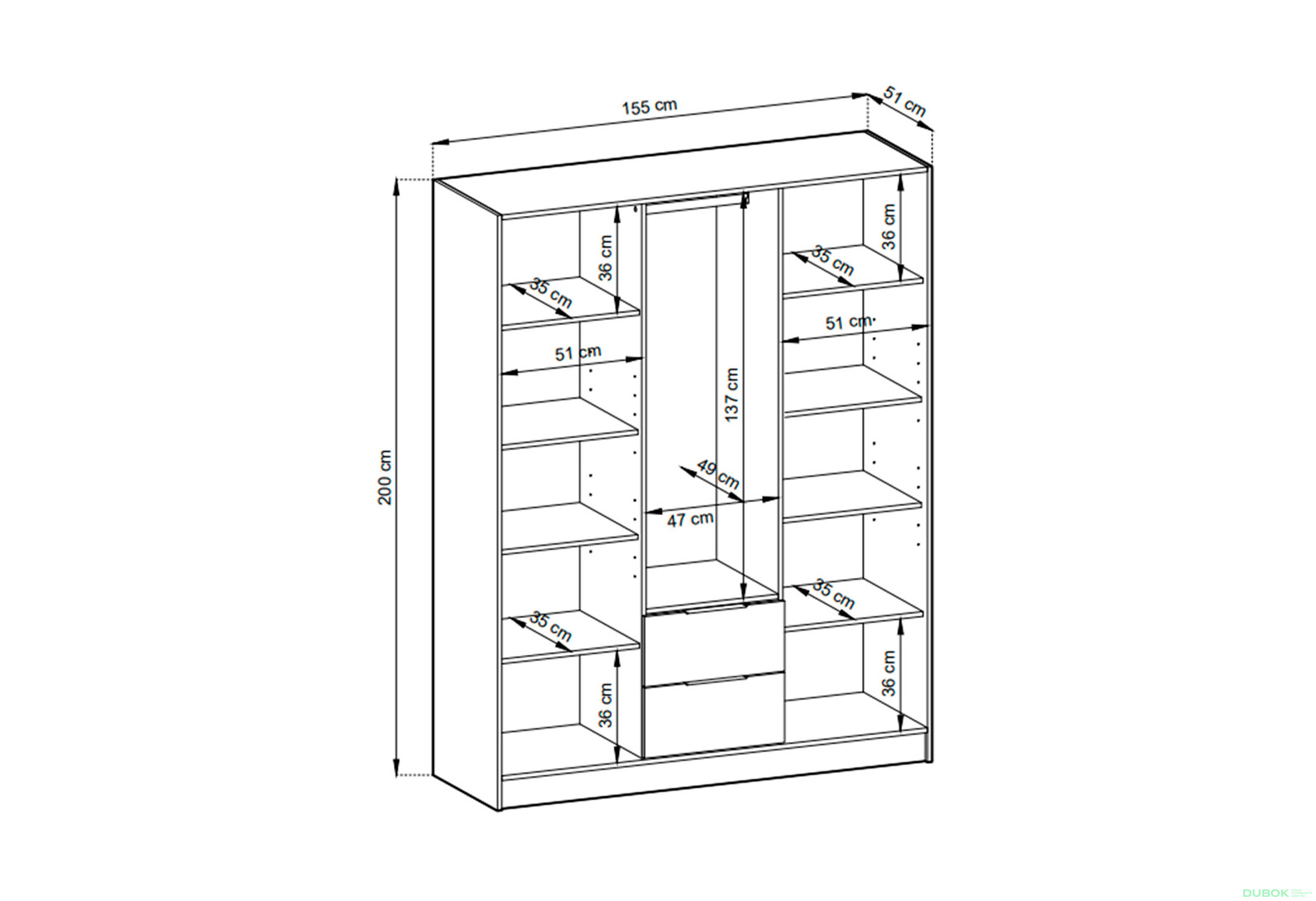 Skriňa 3D bez zrkadla grafit Nelly - Fotografia 4 Fotografia 4 - Skriňa 3D bez zrkadla grafit Nelly