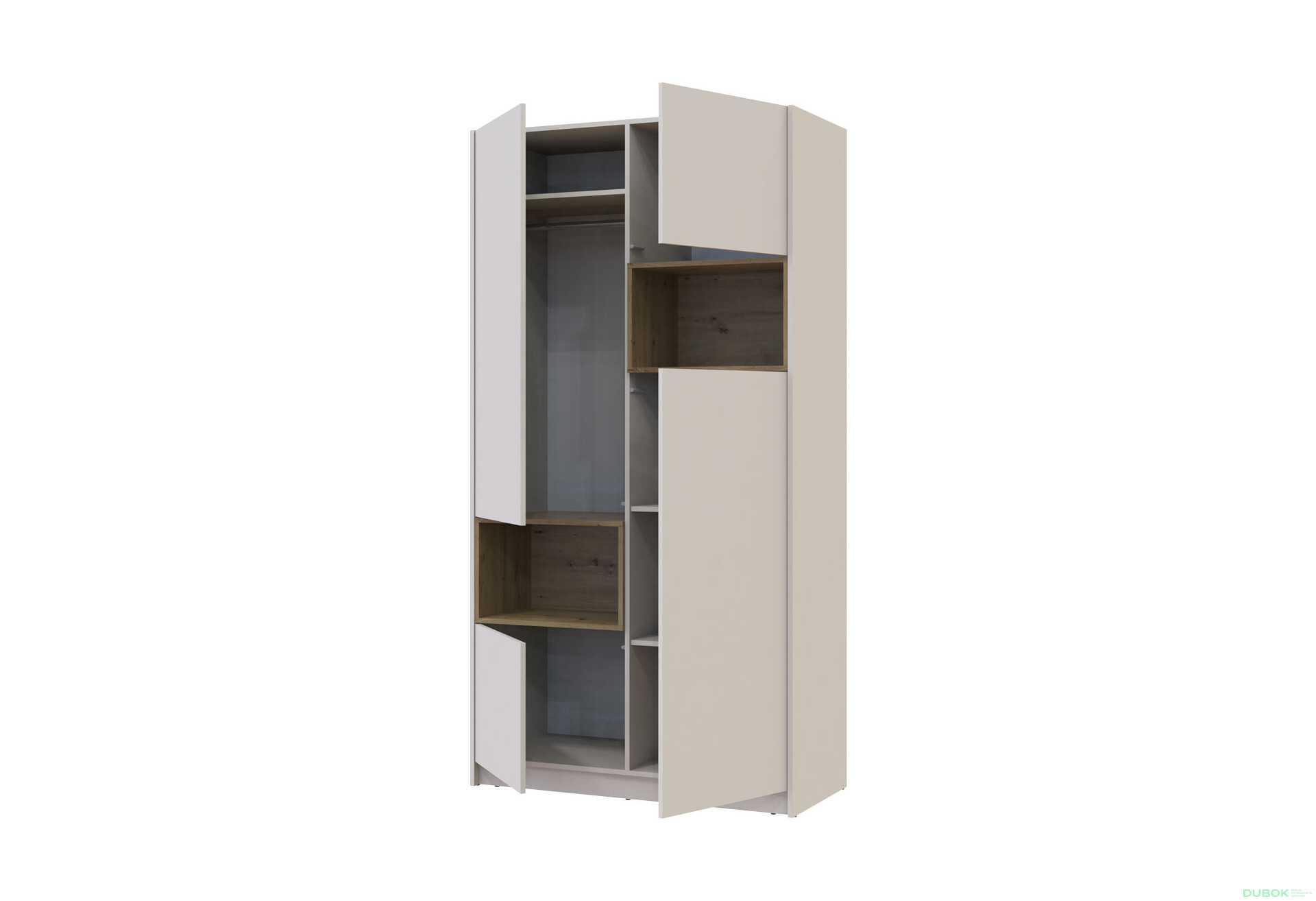 Fotografia 5 - Skriňa Dale 2D s výklenkom 115.2х52х220 cm kašmír / dub artisan