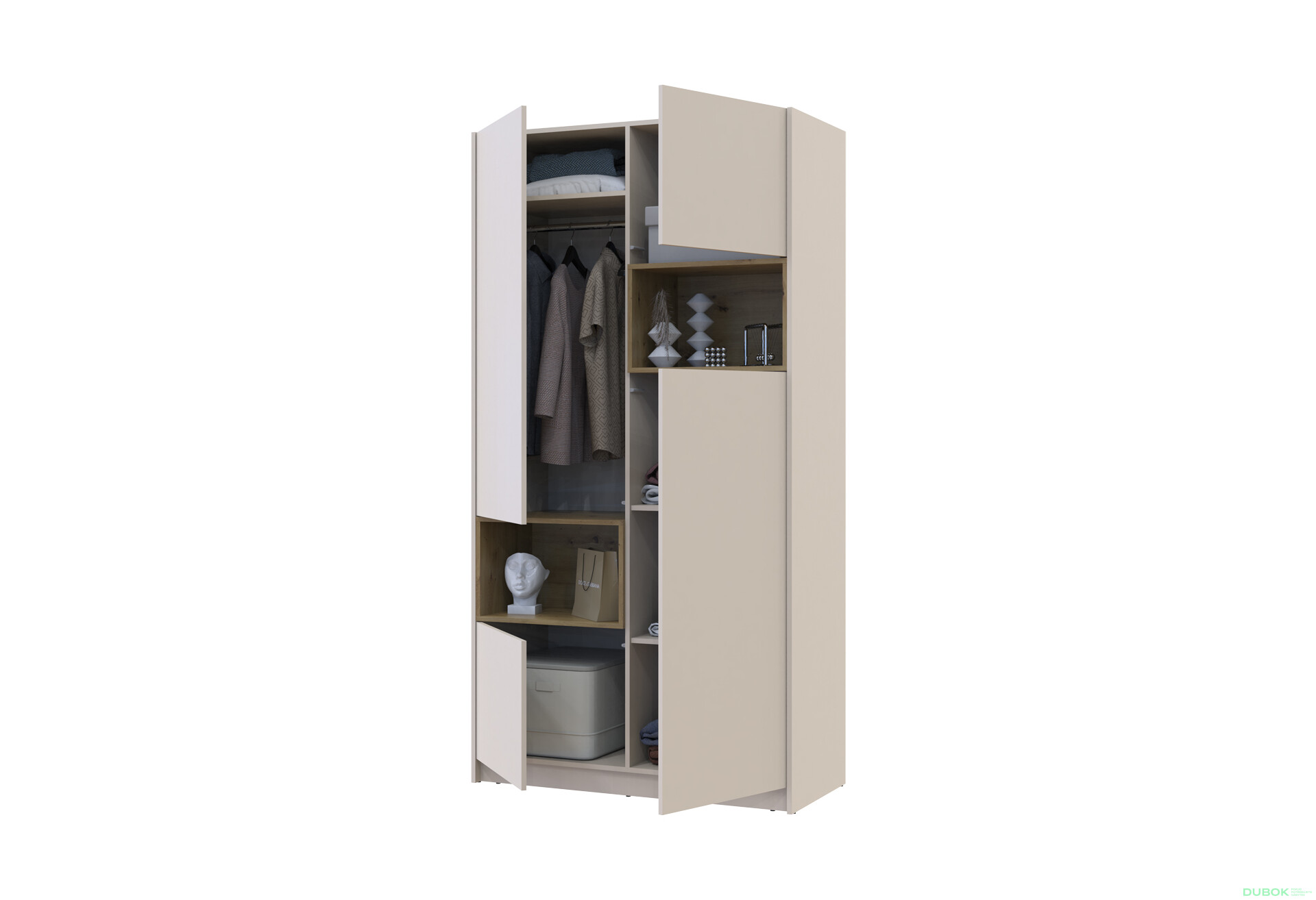 Fotografia 7 - Skriňa Dale 2D s výklenkom 115.2х52х220 cm kašmír / dub artisan