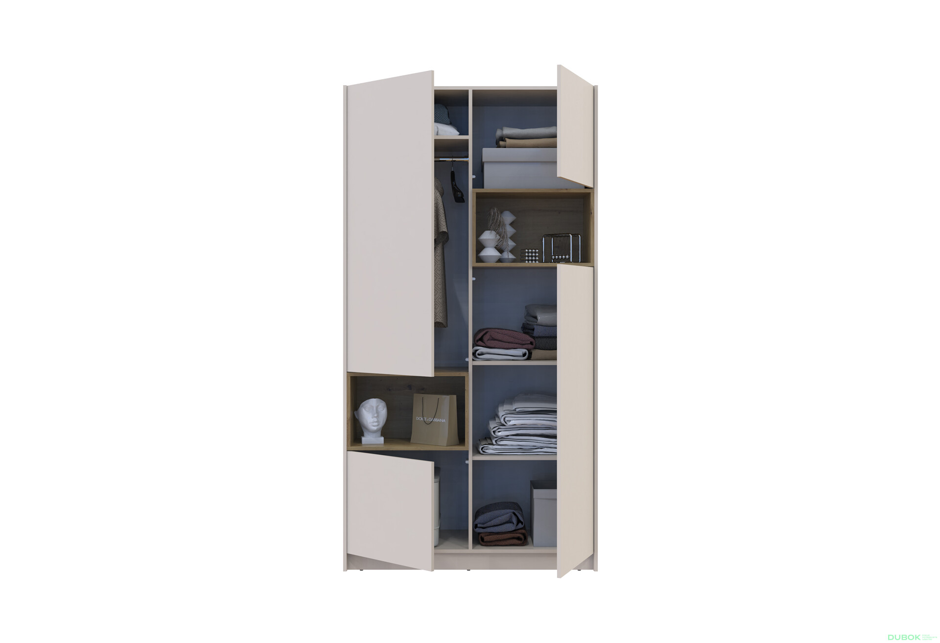 Fotografia 8 - Skriňa Dale 2D s výklenkom 115.2х52х220 cm kašmír / dub artisan
