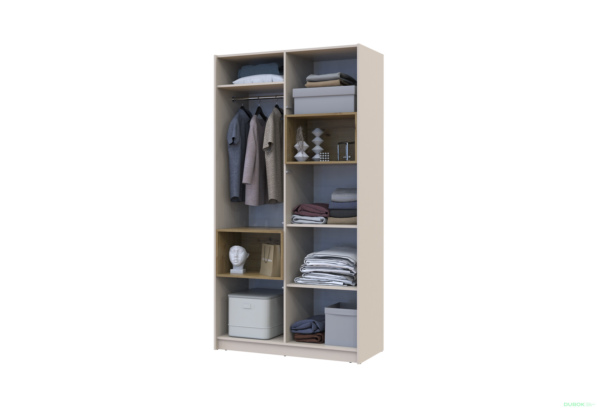 Fotografia 9 - Skriňa Dale 2D s výklenkom 115.2х52х220 cm kašmír / dub artisan