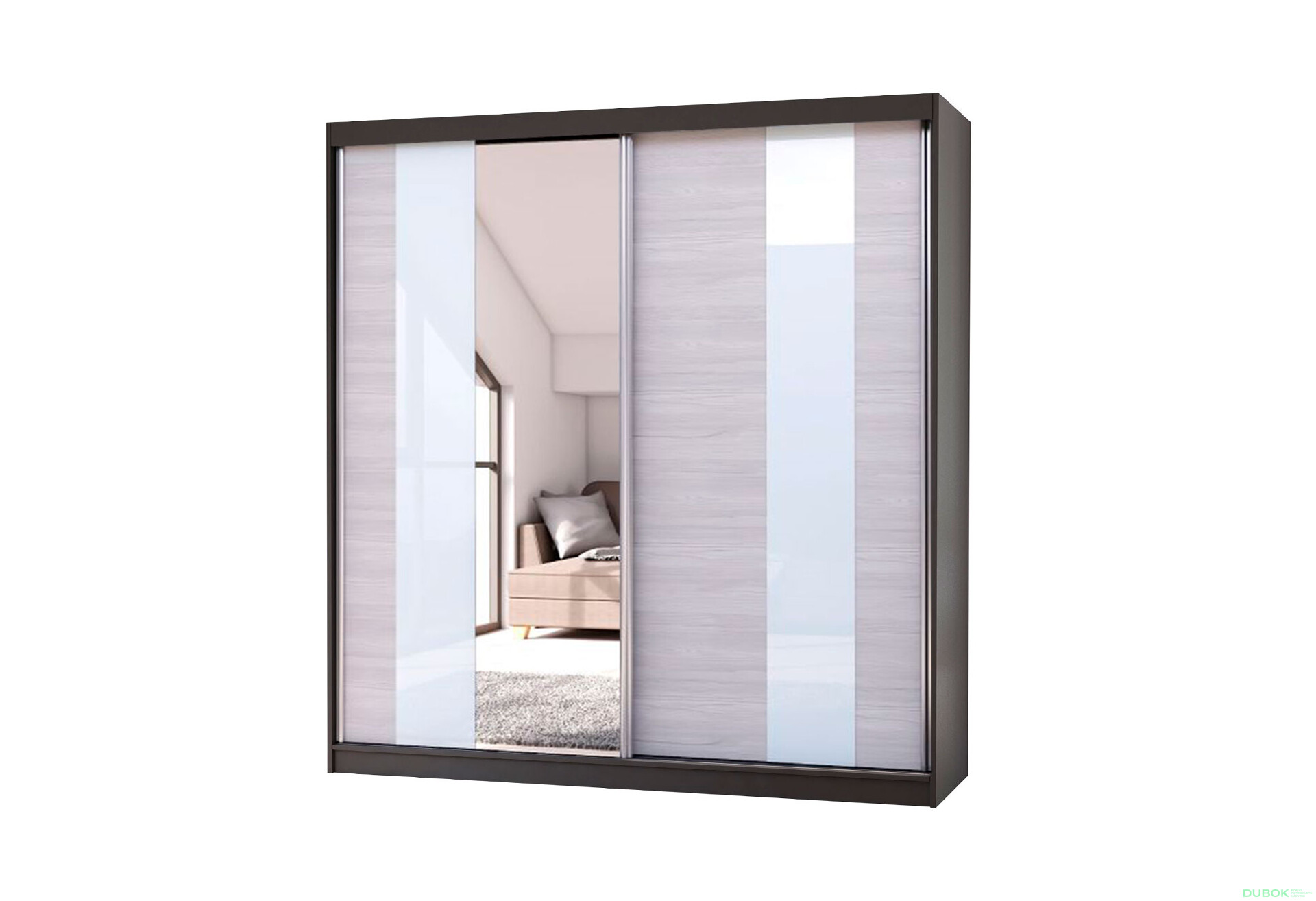 Fotografia 1 - Skriňa Multi 32, 203 grafit + fasáda kathult + lacobel + zrkadlo