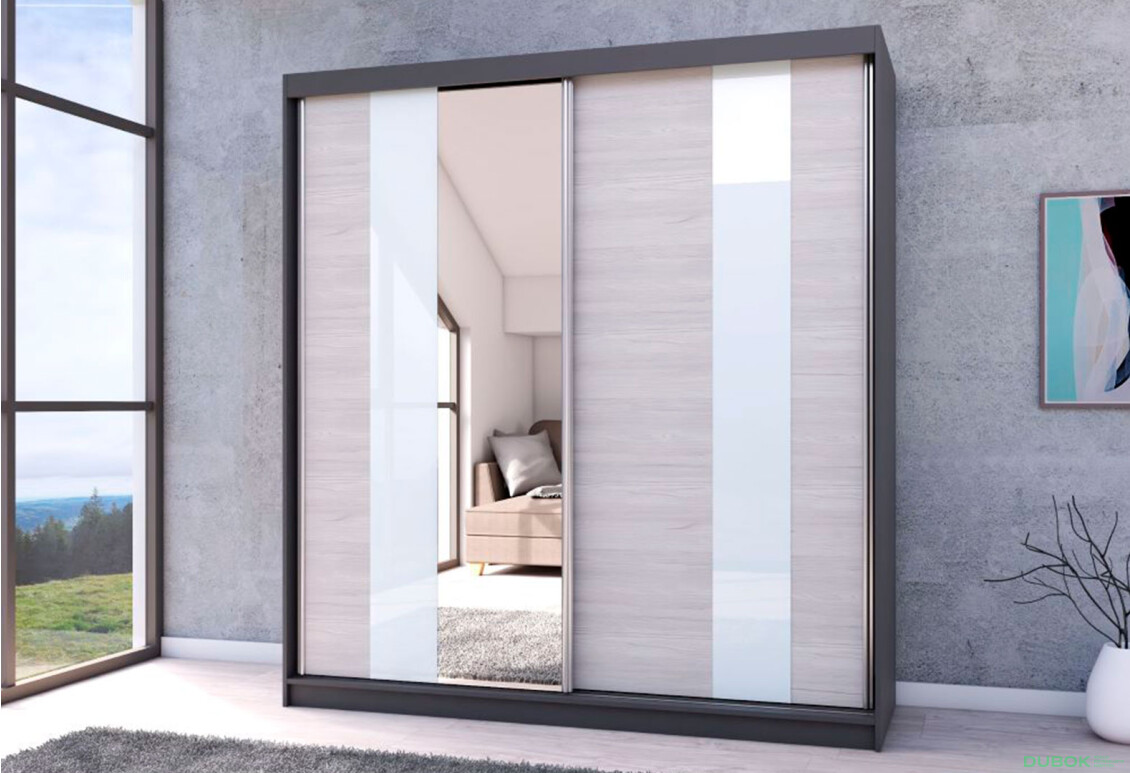 Fotografia 2 - Skriňa Multi 32, 203 grafit + fasáda kathult + lacobel + zrkadlo