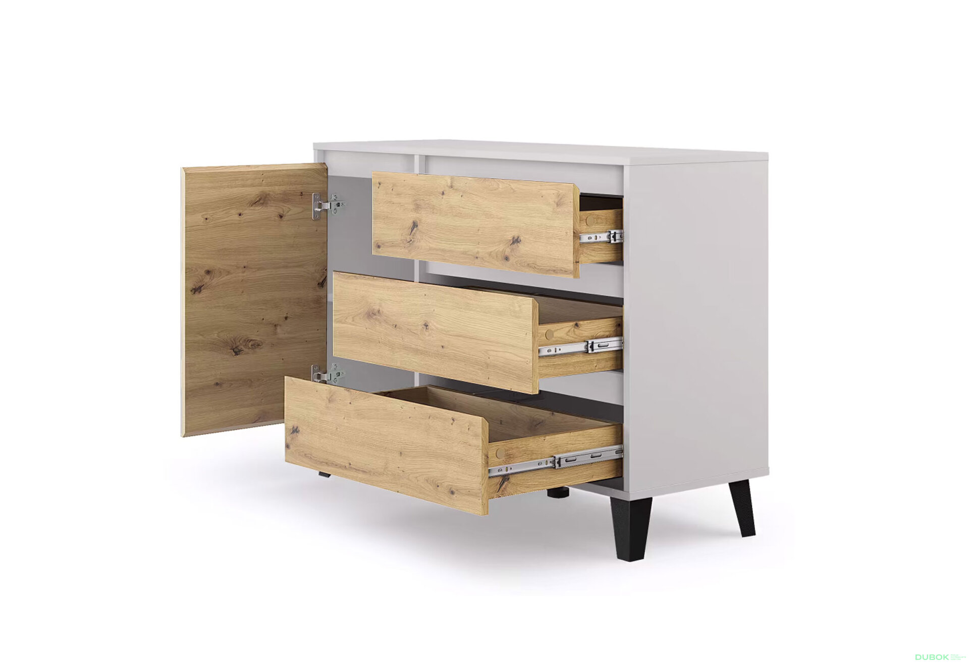 Fotografia 5 - Komoda Borg 1d3s kašmír / dub artisan