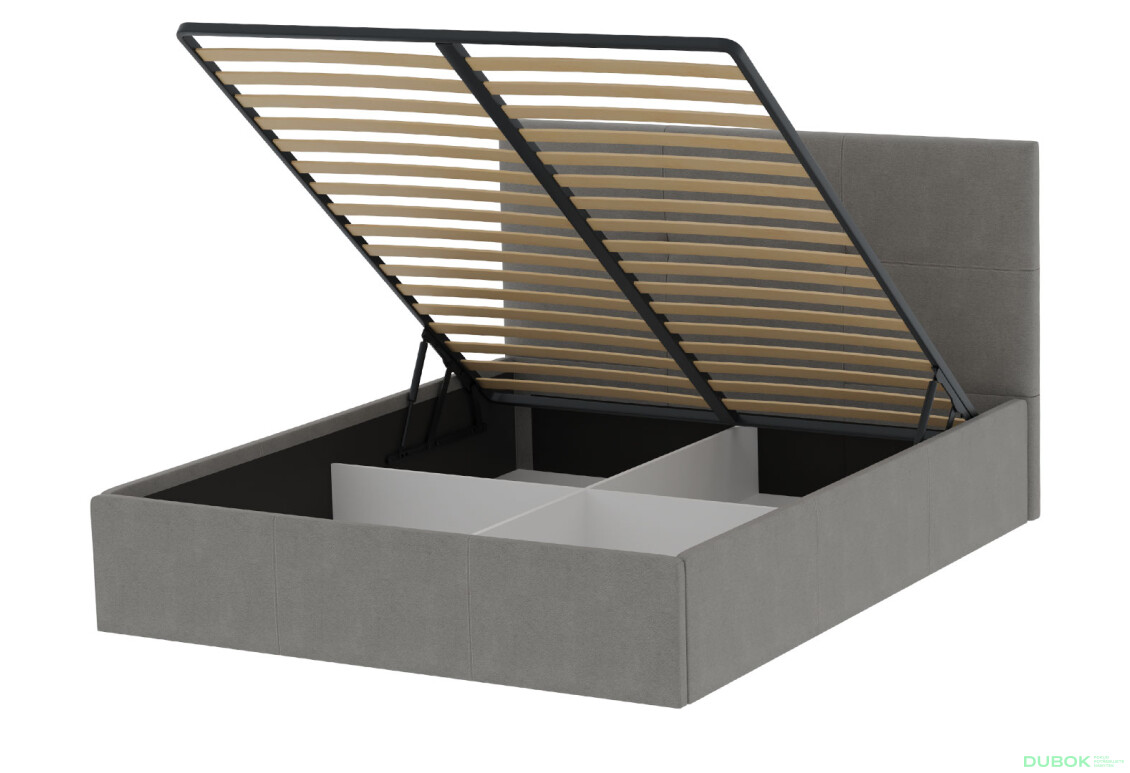Posteľ s roštom, úložným priestorom Lily 160x200 cm Šedá - Fotografia 3 Fotografia 3 - Posteľ s roštom, úložným priestorom Lily 160x200 cm Šedá