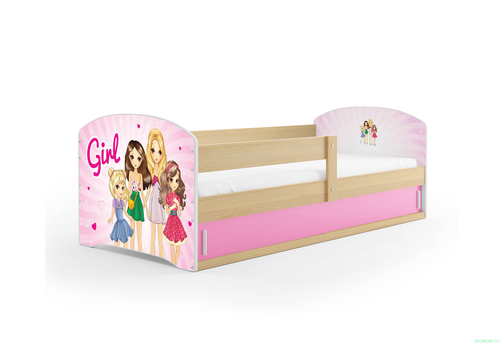 Fotografia 1 - Posteľ Luki 1 borovica Girls 80x160 cm s roštom, matracom