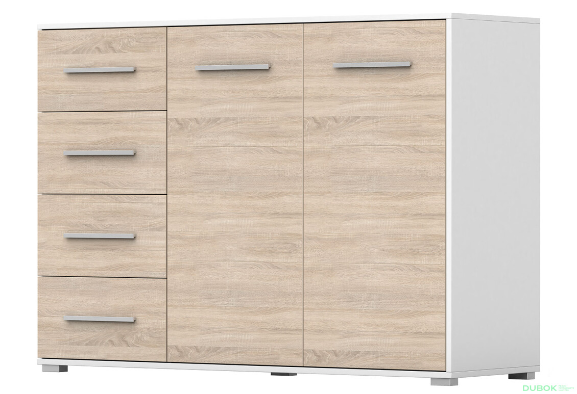Komoda Frida 01 135 2D4S biela / dub sonoma