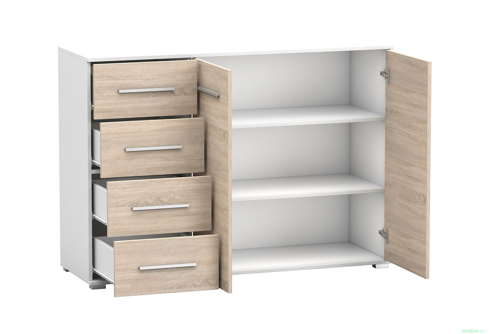 Fotografia 5 - Komoda Frida 01 135 2D4S biela / dub sonoma