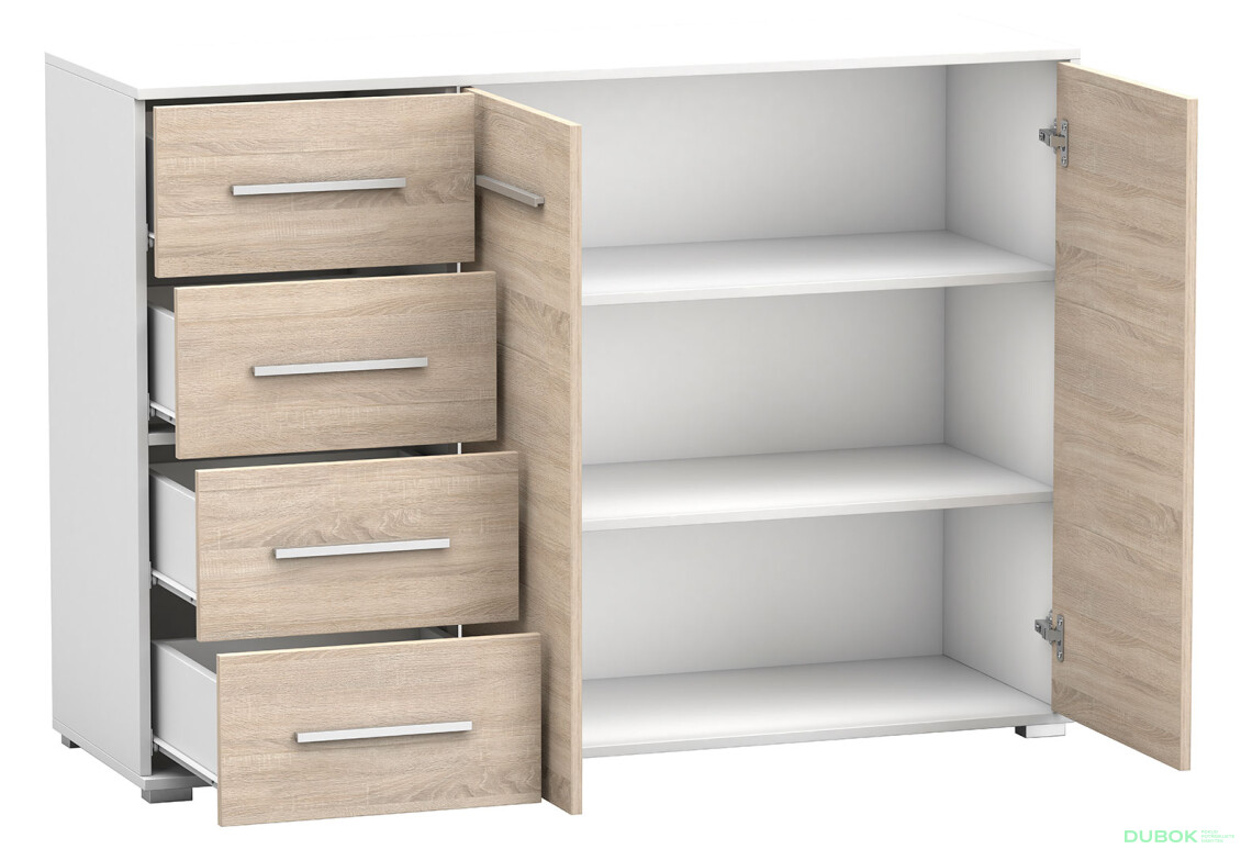 Fotografia 5 - Komoda Frida 01 135 2D4S biela / dub sonoma