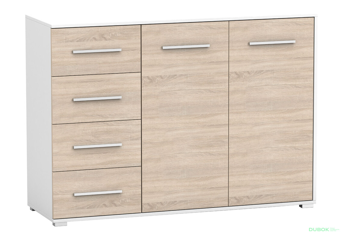 Fotografia 4 - Komoda Frida 01 135 2D4S biela / dub sonoma