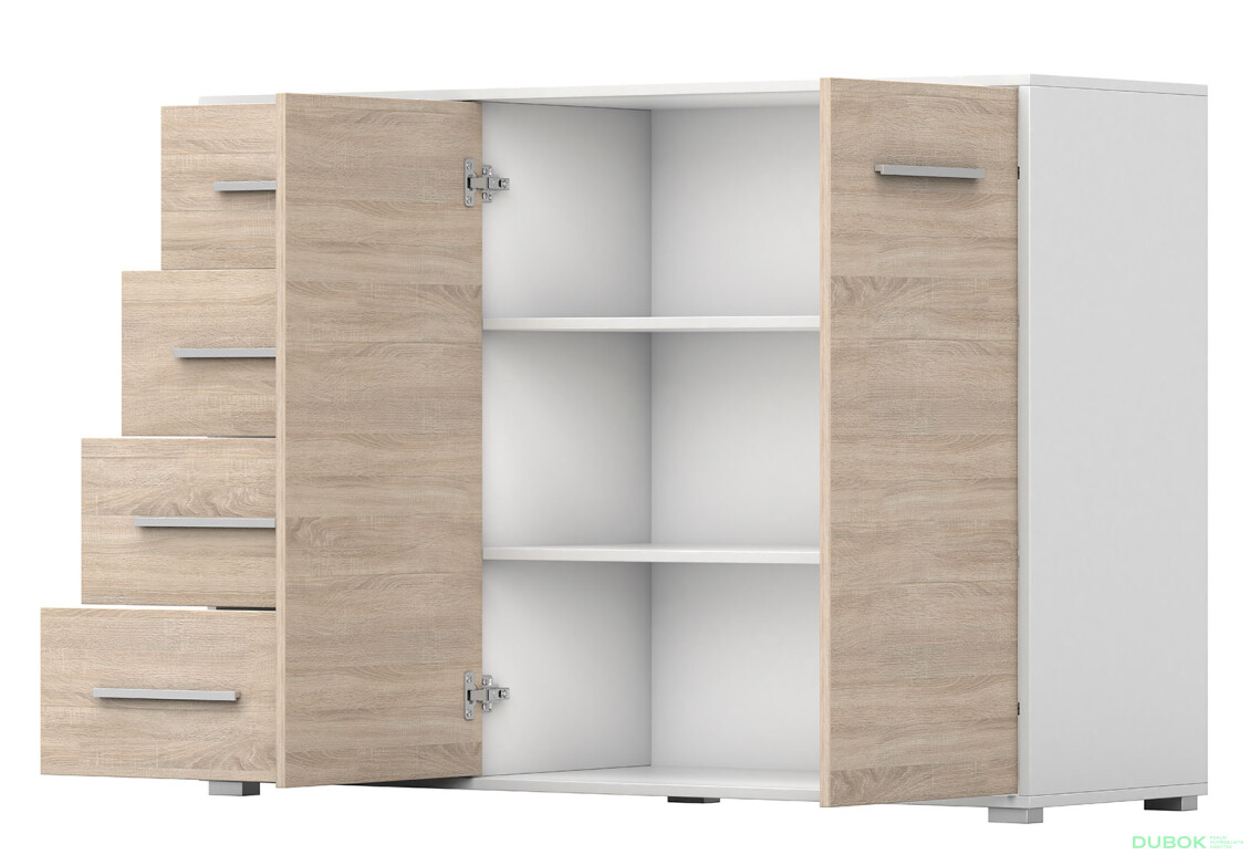 Fotografia 7 - Komoda Frida 01 135 2D4S biela / dub sonoma