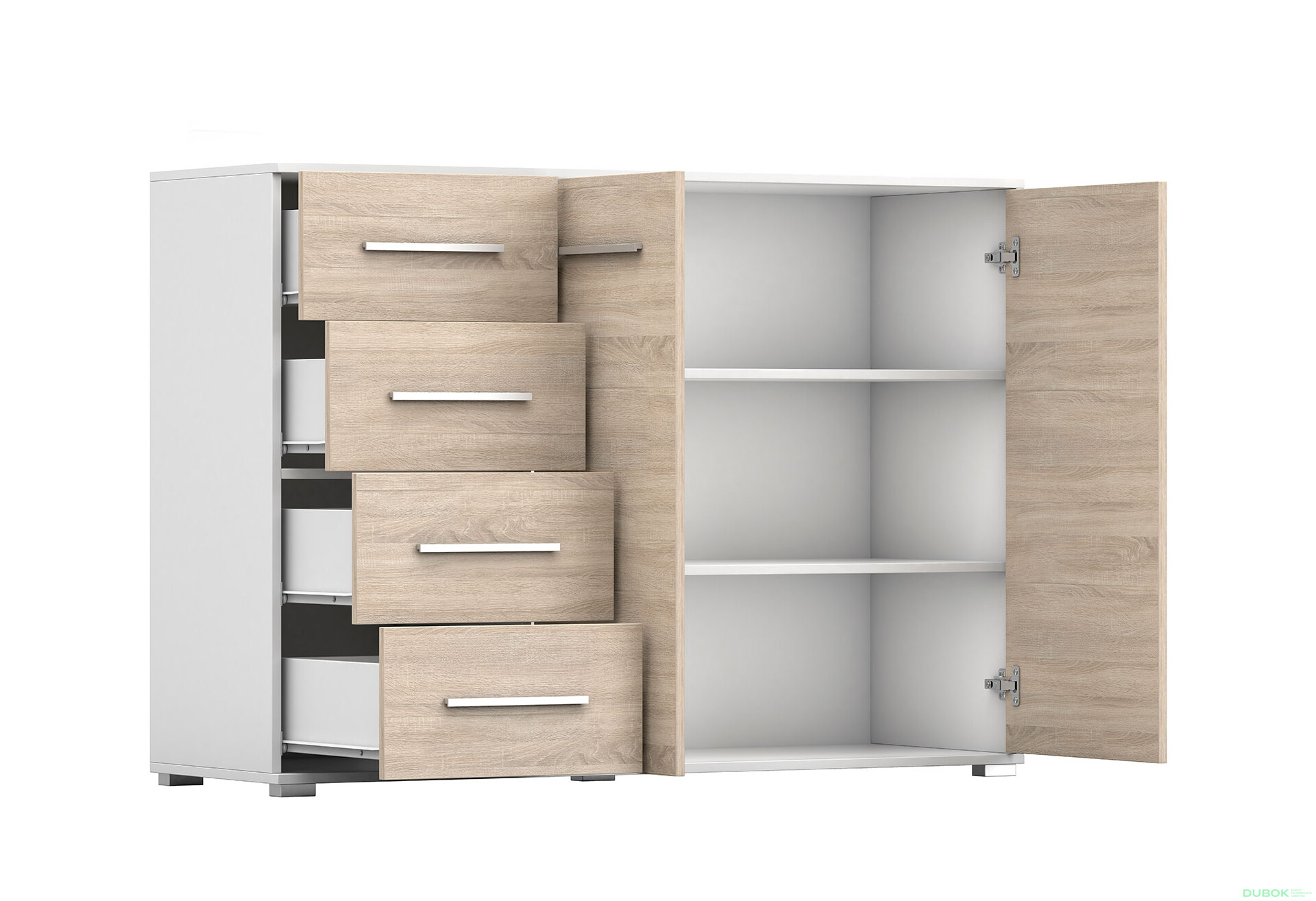 Fotografia 6 - Komoda Frida 01 135 2D4S biela / dub sonoma