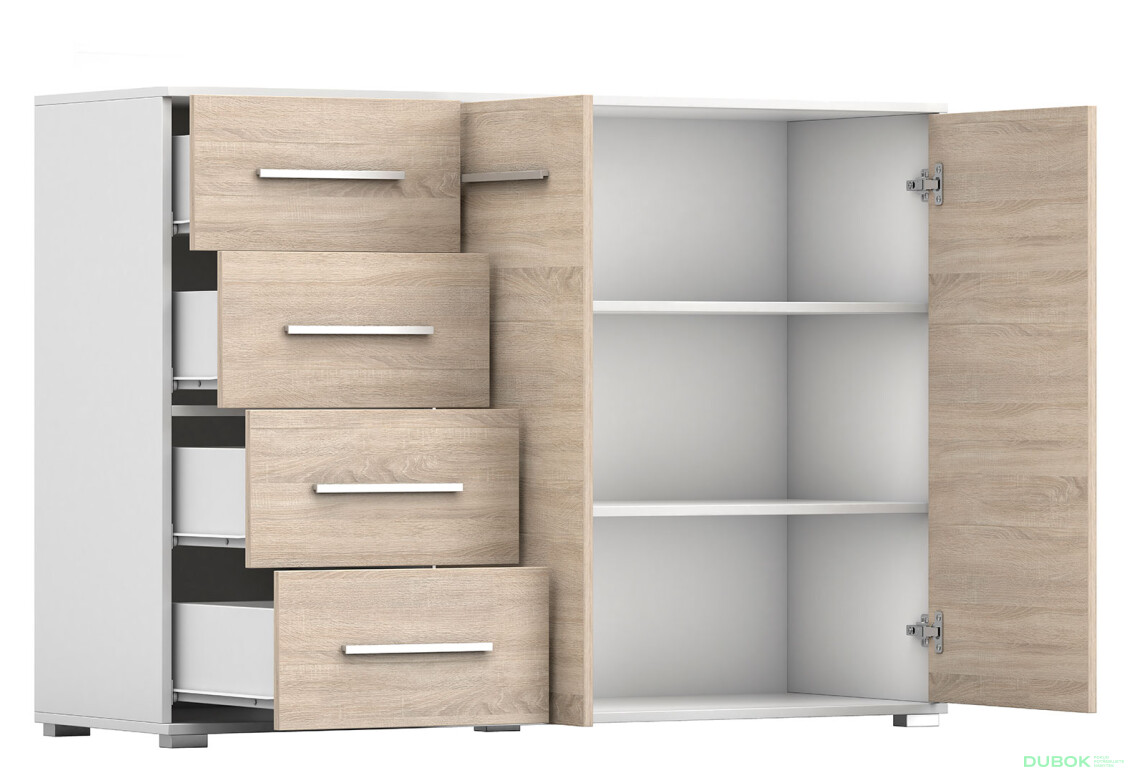 Fotografia 6 - Komoda Frida 01 135 2D4S biela / dub sonoma