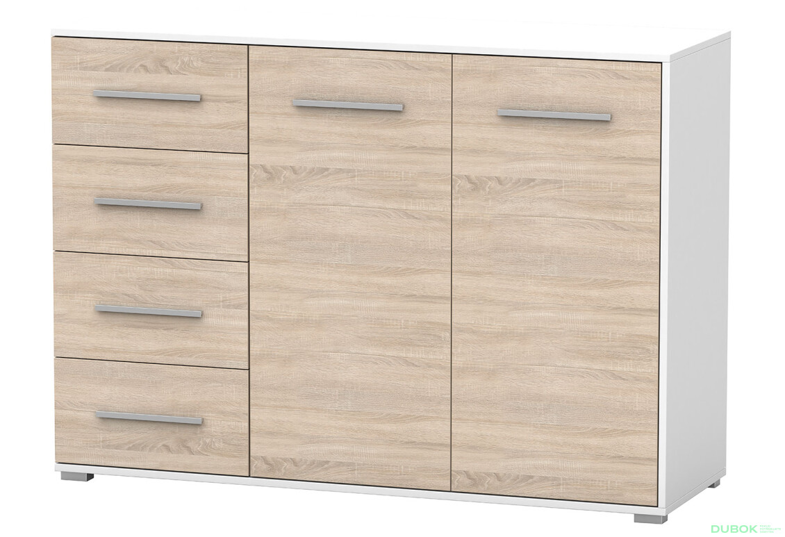 Fotografia 2 - Komoda Frida 01 135 2D4S biela / dub sonoma