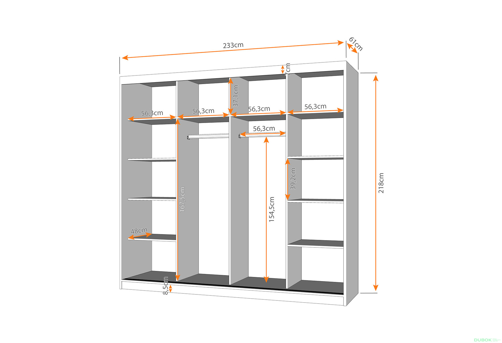 Fotografia 3 - Skriňa Multi 38, 233 čierna + fasáda biely + zrkadlo