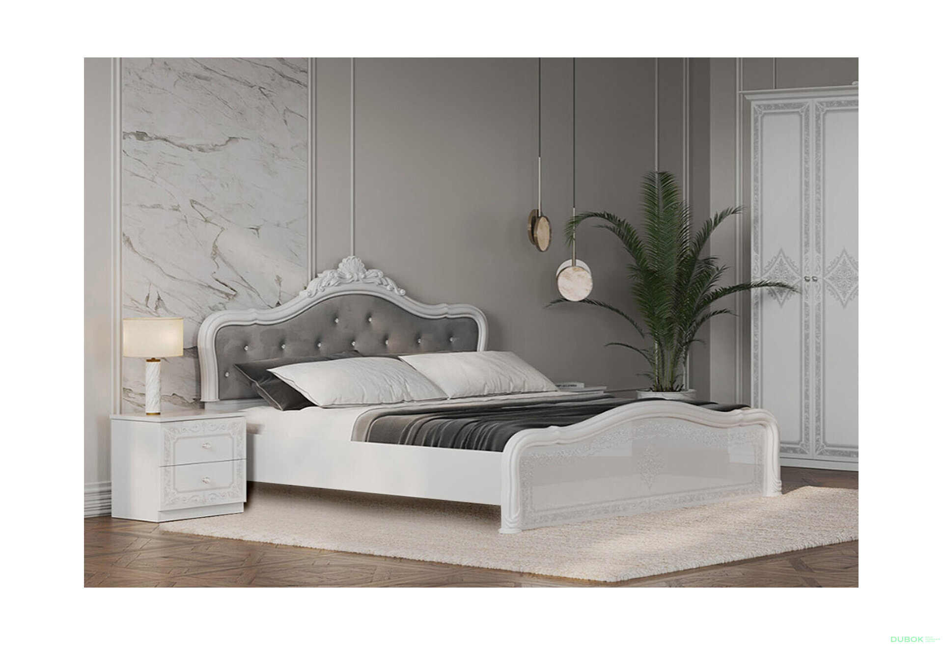 Fotografia 3 - Posteľ 180 Lux bez roštu + koruna, biely lesk Luiza