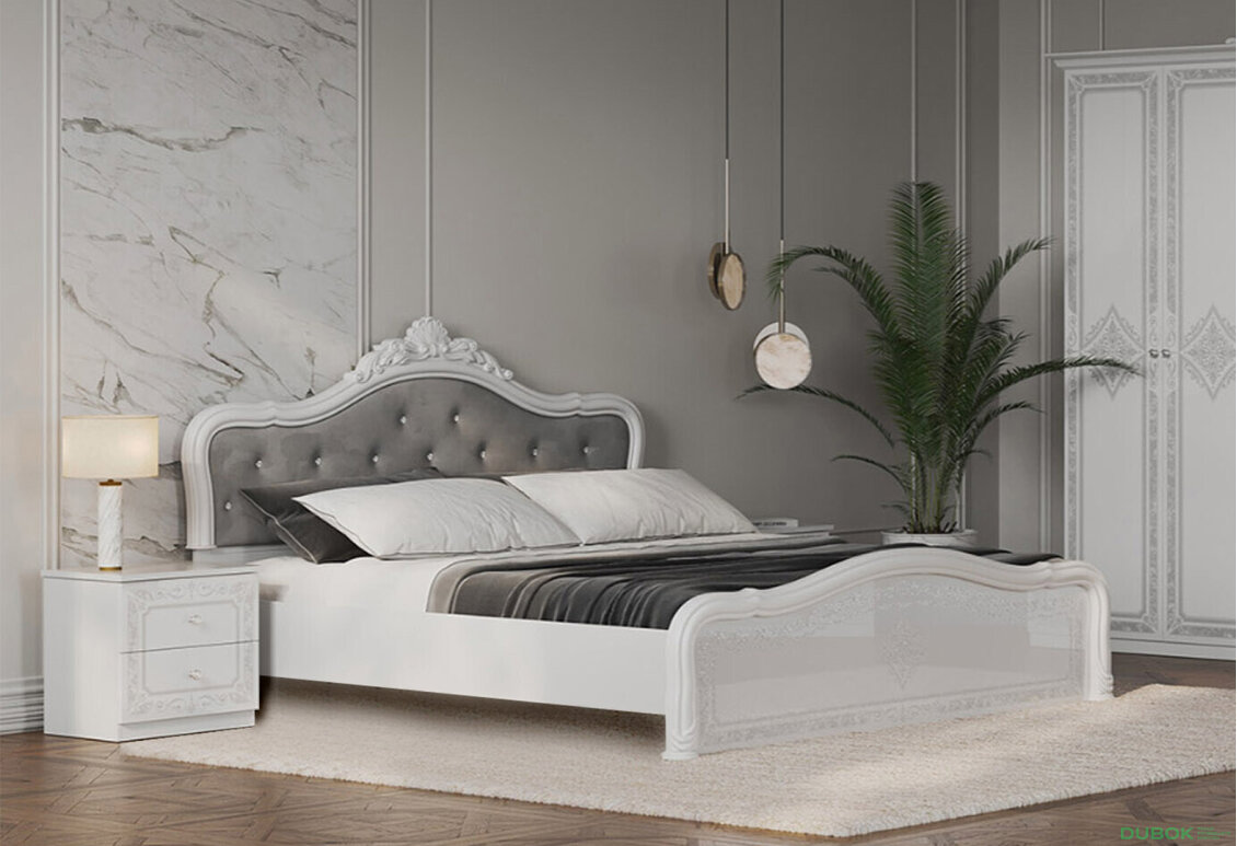 Fotografia 3 - Posteľ 180 Lux bez roštu + koruna, biely lesk Luiza