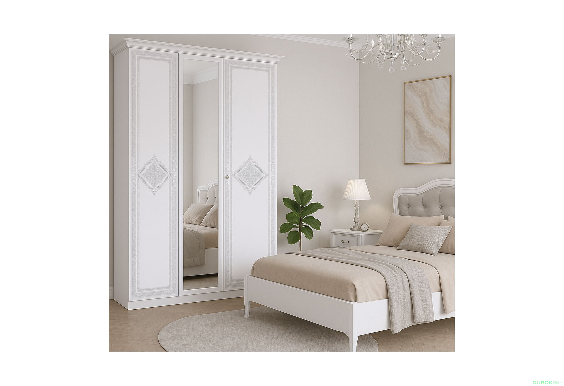 Fotografia 14 - Skriňa 3D (so zrkadlom), séria N, biely lesk Luiza