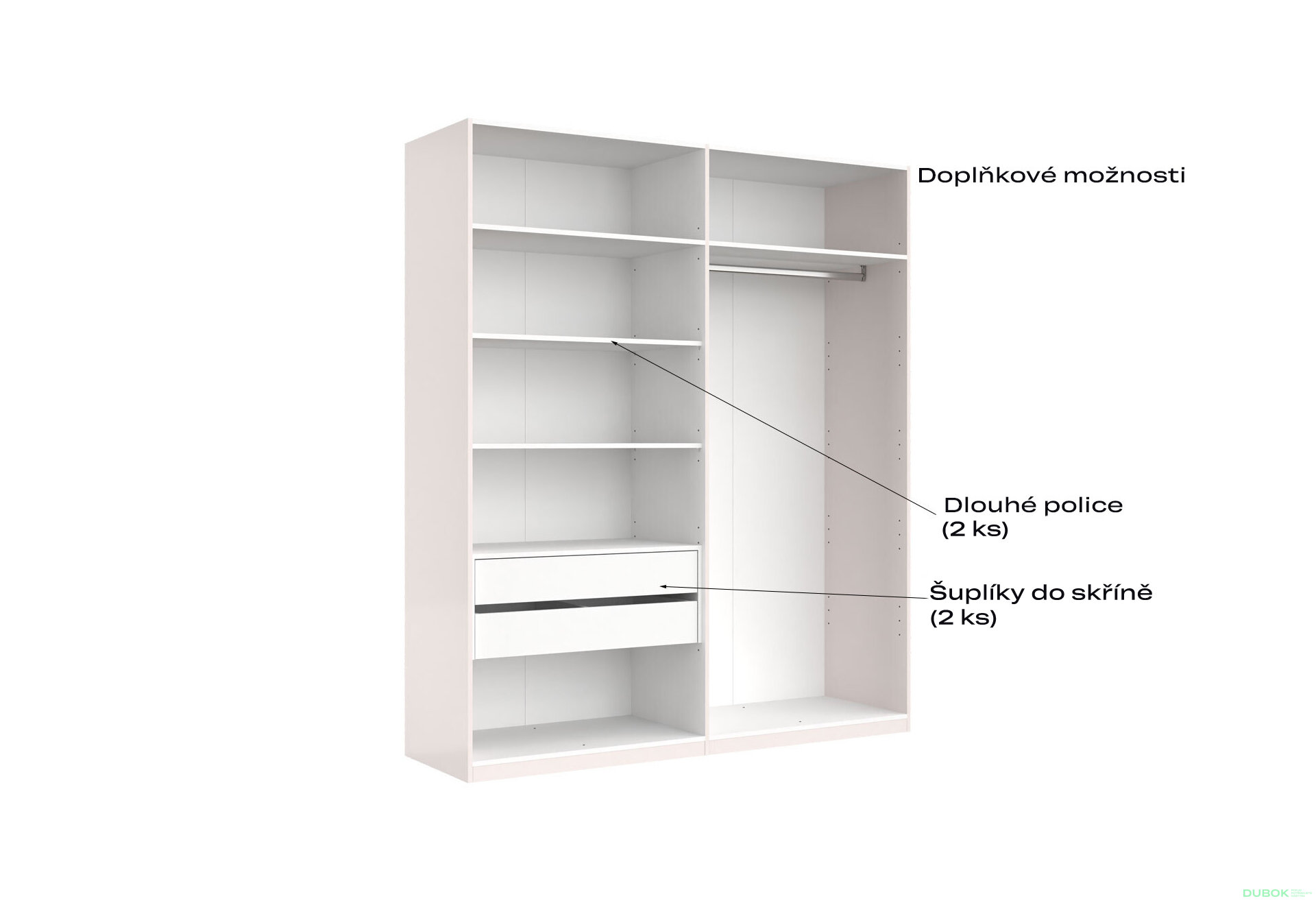 Fotografia 5 - Skriňa 4D (so zrkadlami), séria N, biely lesk Luiza