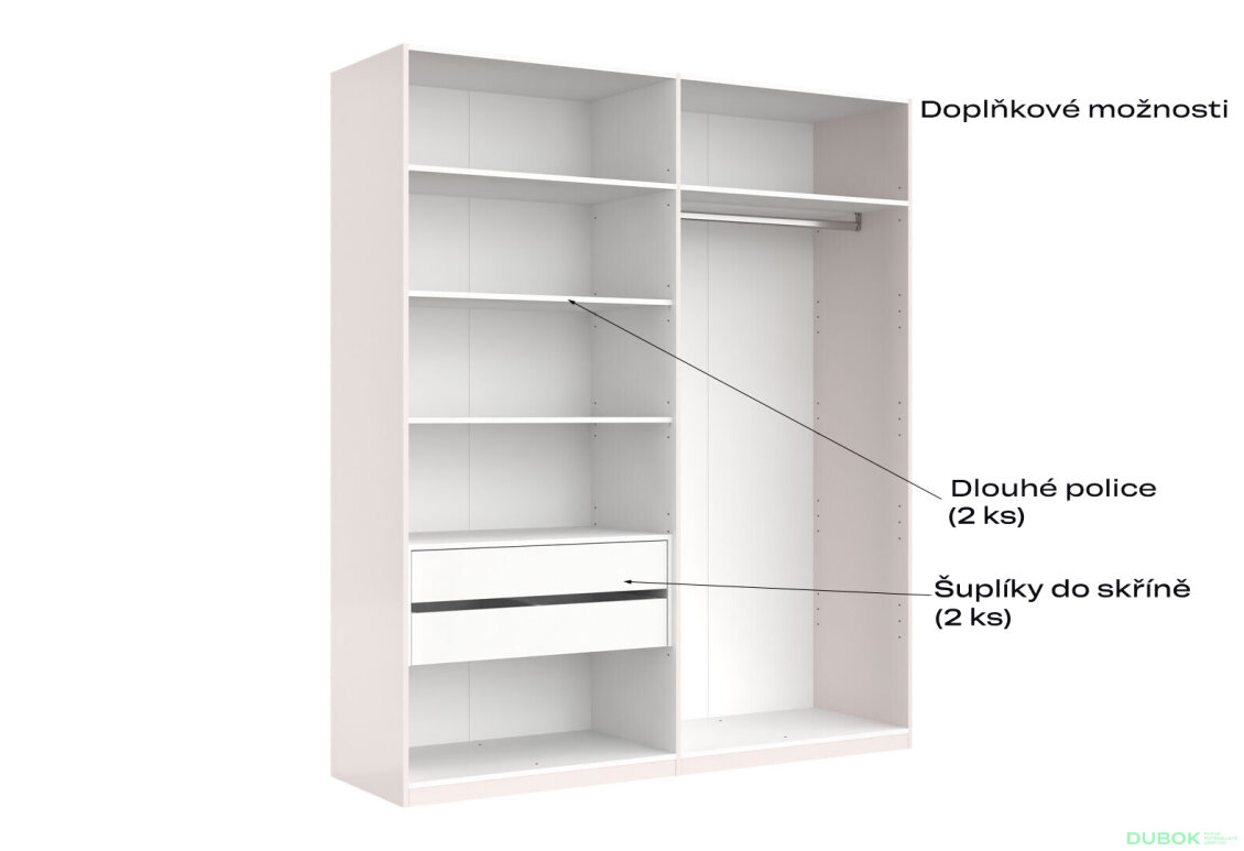 Fotografia 5 - Skriňa 4D (so zrkadlami), séria N, biely lesk Luiza