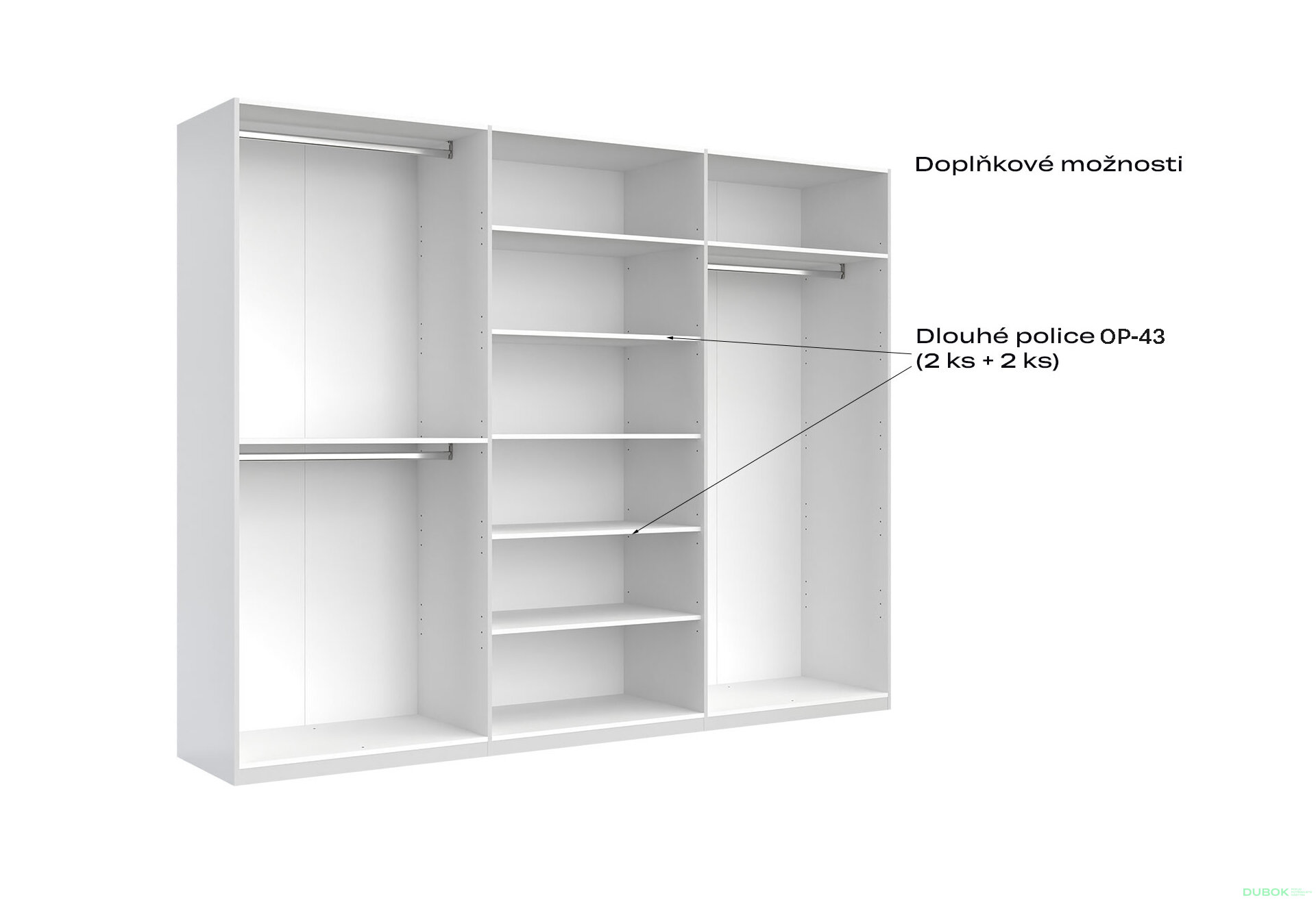 Fotografia 13 - Skriňa 6D (so zrkadlami), séria N, biely lesk Luiza