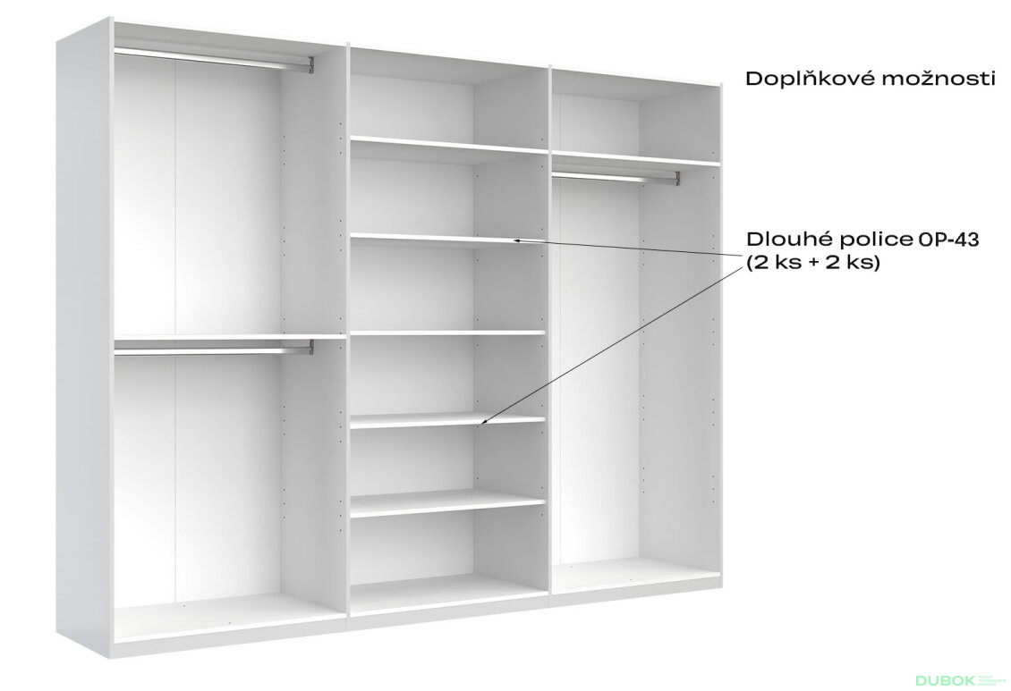 Fotografia 13 - Skriňa 6D (so zrkadlami), séria N, biely lesk Luiza