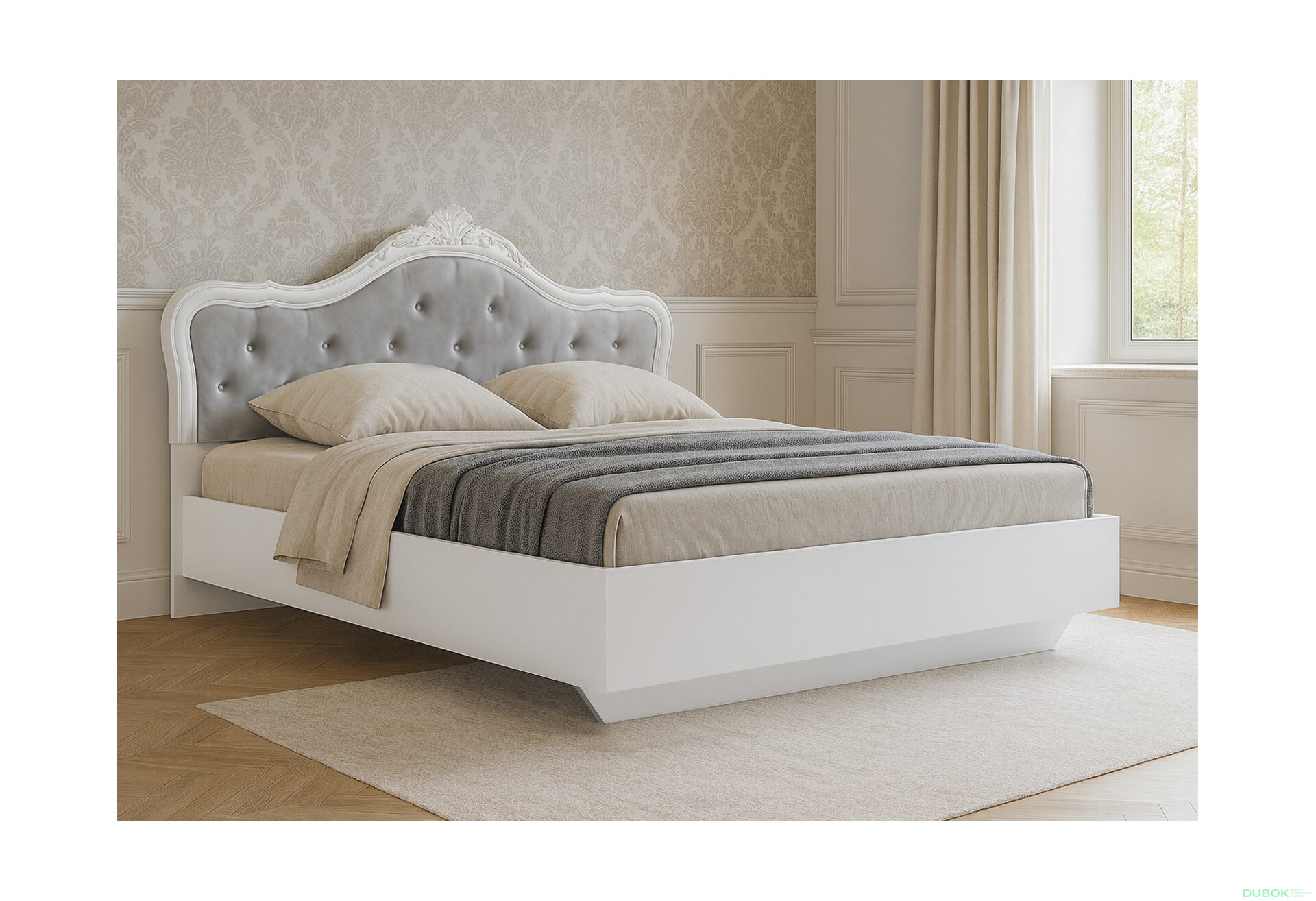 Fotografia 3 - Posteľ 160 bez roštu + koruna, biela Luiza