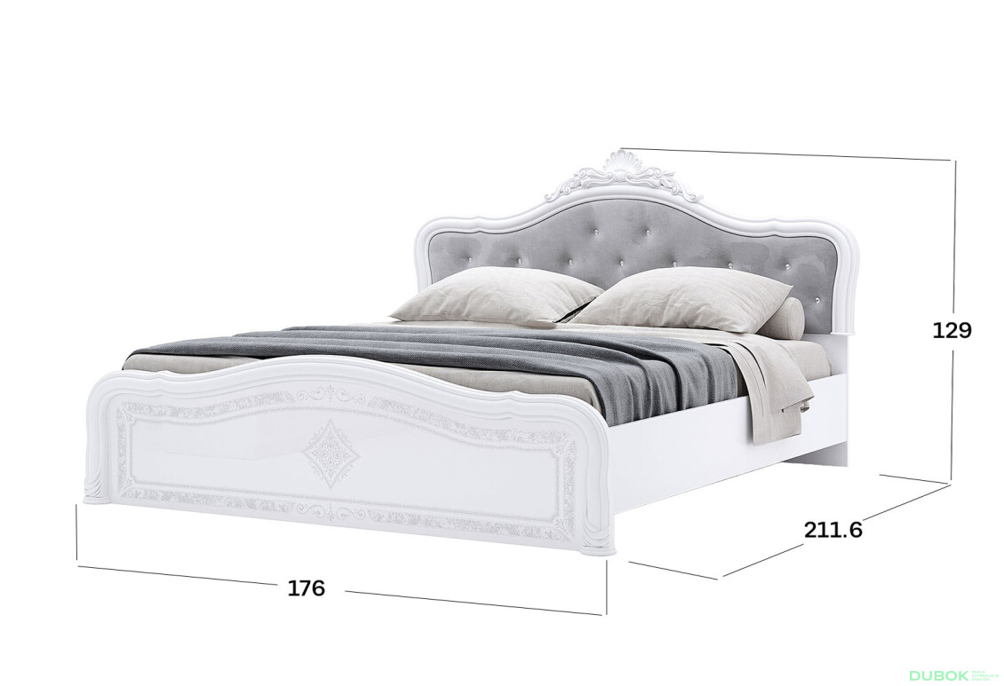 Posteľ 160 Lux bez rámu + koruna, biela Luiza - Fotografia 3 Fotografia 3 - Posteľ 160 Lux bez rámu + koruna, biela Luiza