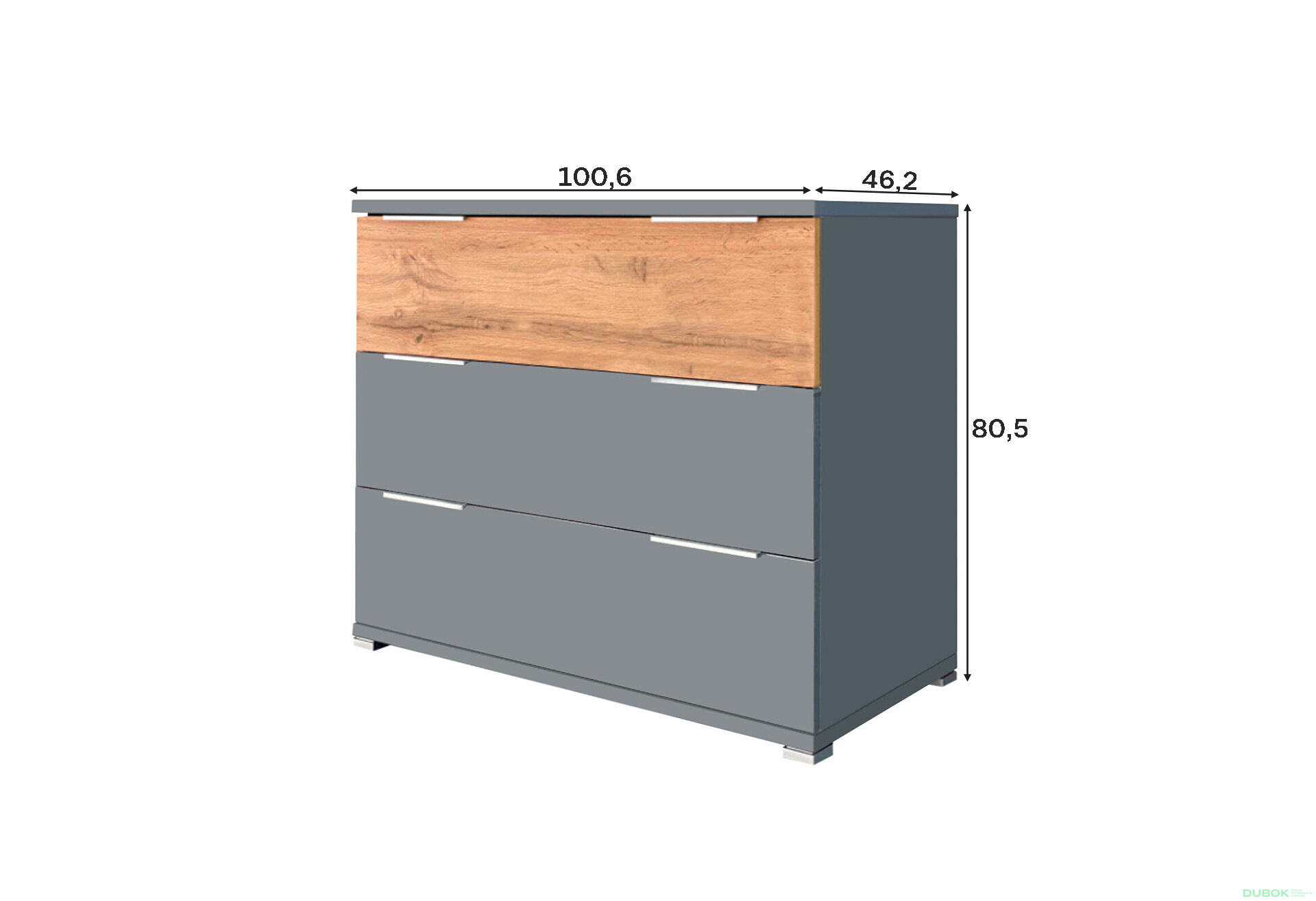 Fotografia 3 - Komoda 3š sivá bridlica / dub wotan Linz